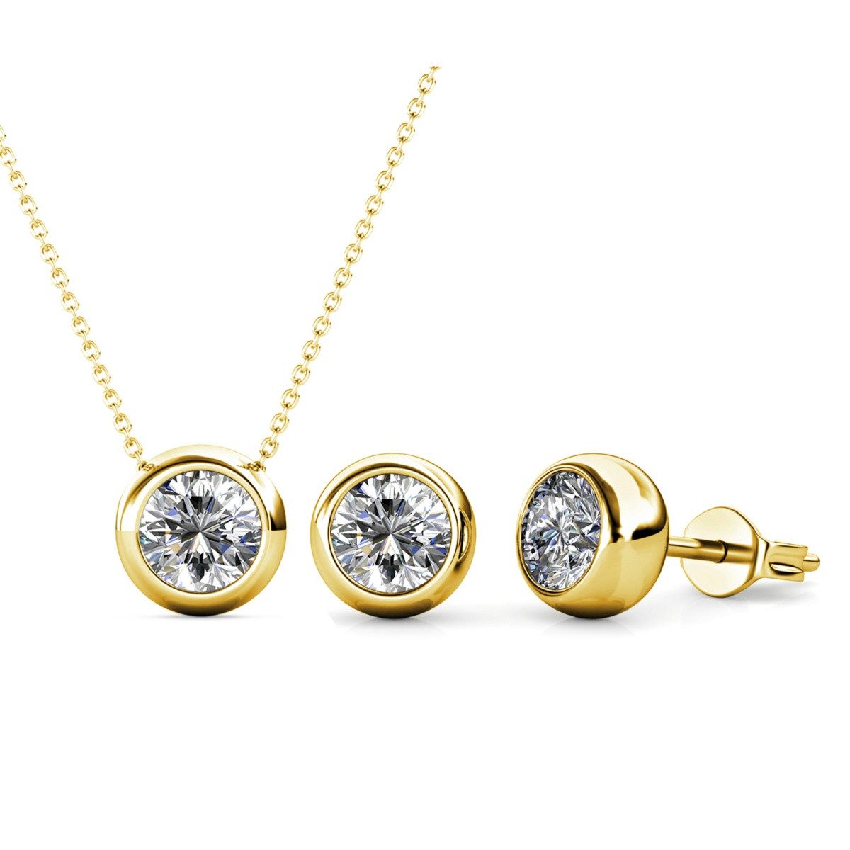 ROUGEMONT Schmuckset Charmantes Damen Schmuckset Halskette+Ohrstecker (Halskette+Ohrstecker), Strahlender Steinbesatz