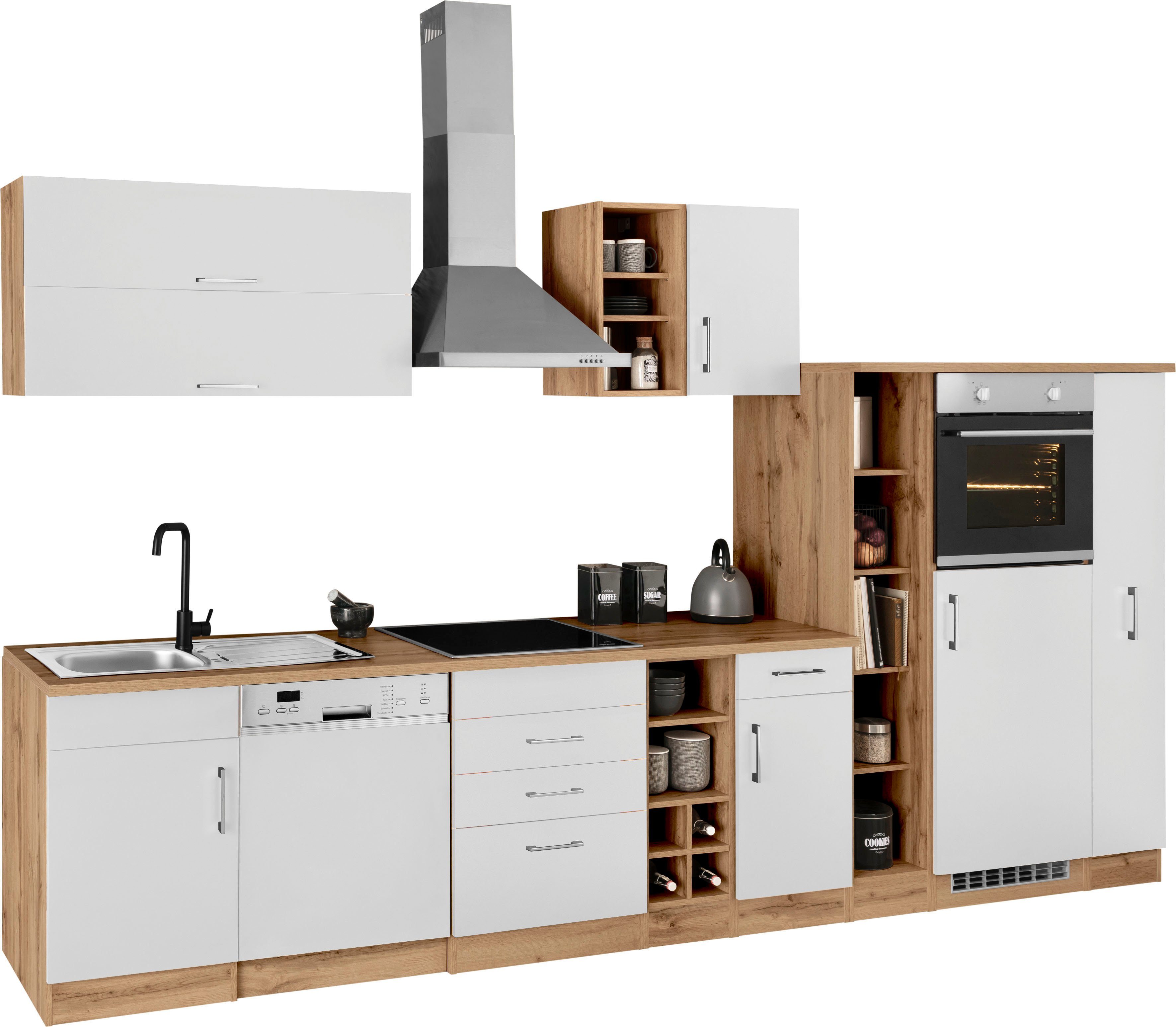 KOCHSTATION Küchenzeile KS-Colmar, mit E-Geräten, Breite 360 cm