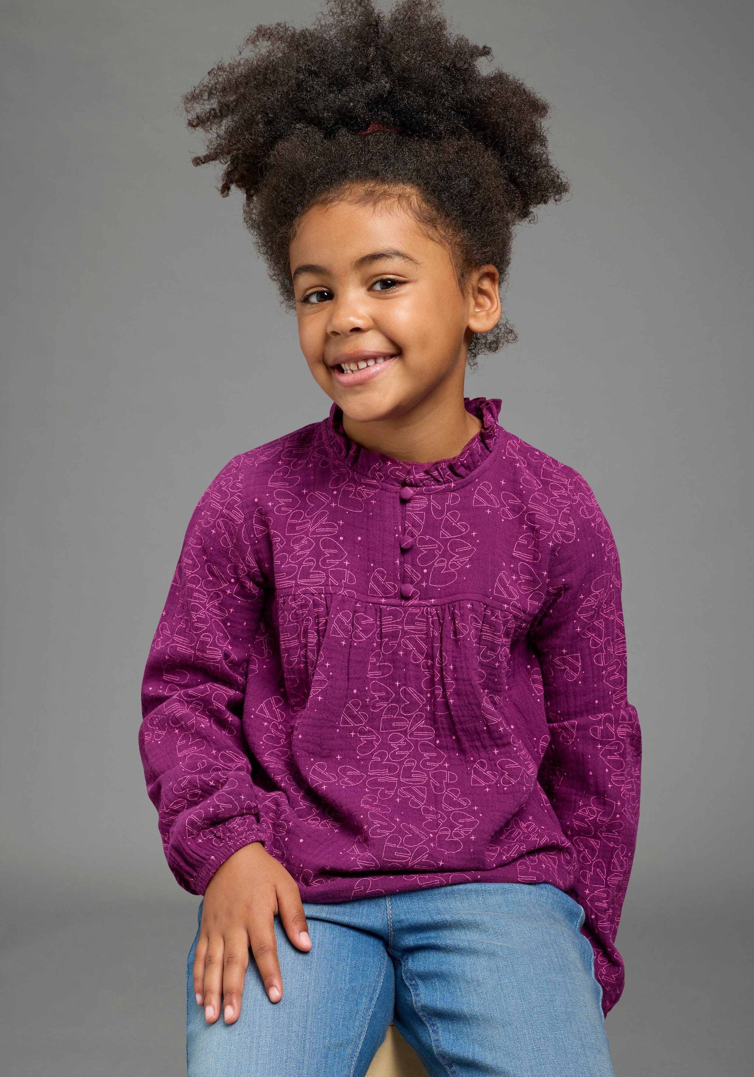 Scout Druckbluse Musselin Bluse Herzallover - NEU von SCOUT Langarm, aus Baumwolle, mit Druck- und Stickerei-Applikationen. € 26,99, (€ 26,99 pro 1 Stk).