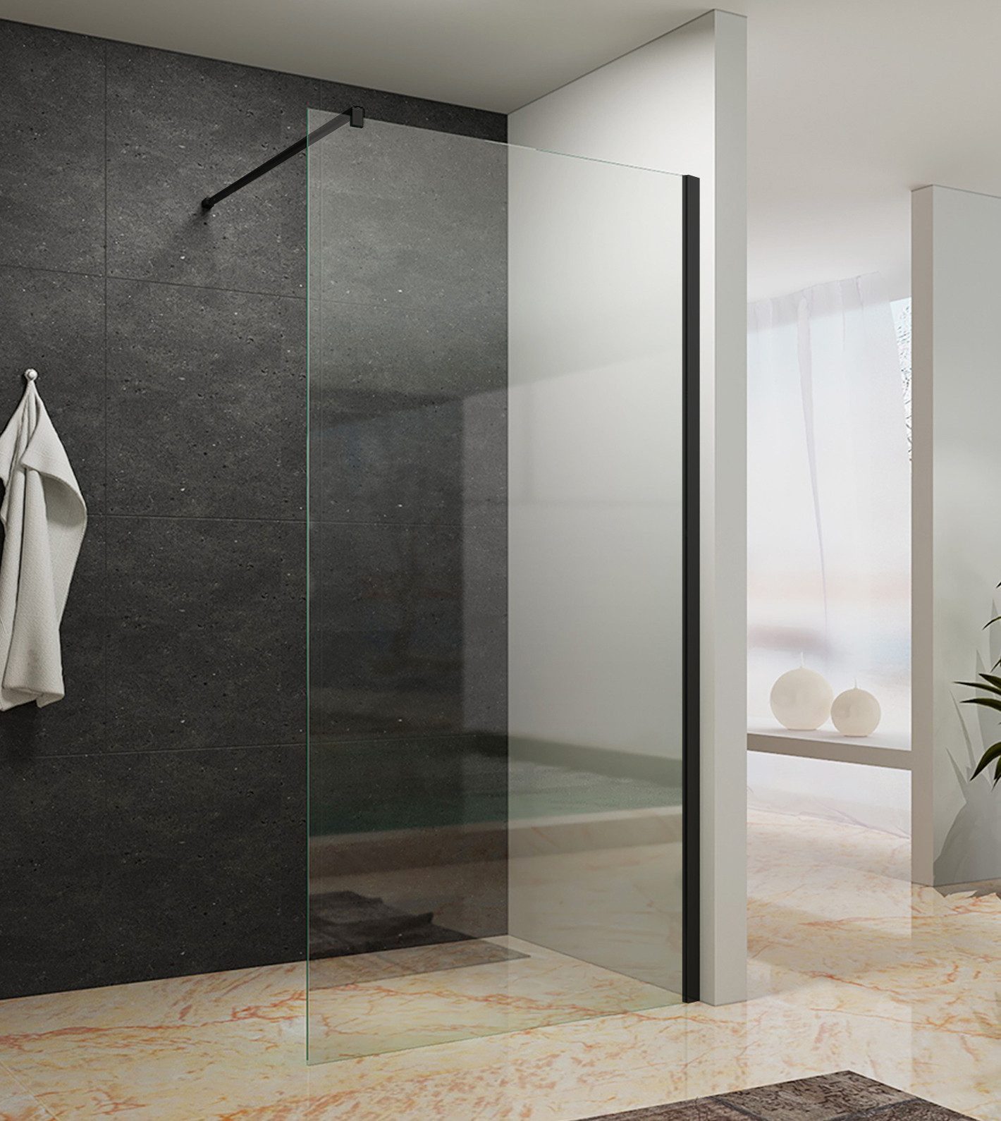 AQUABATOS Walk-in-Dusche Duschtrennwand Glaswand Duschglaswand Dusche Walk In Duschwand 10mm, Walk-In Duschwand 10 mm Nano Glas in 5 verschiedenen Breiten (80-120cm), Höhe: 200 cm