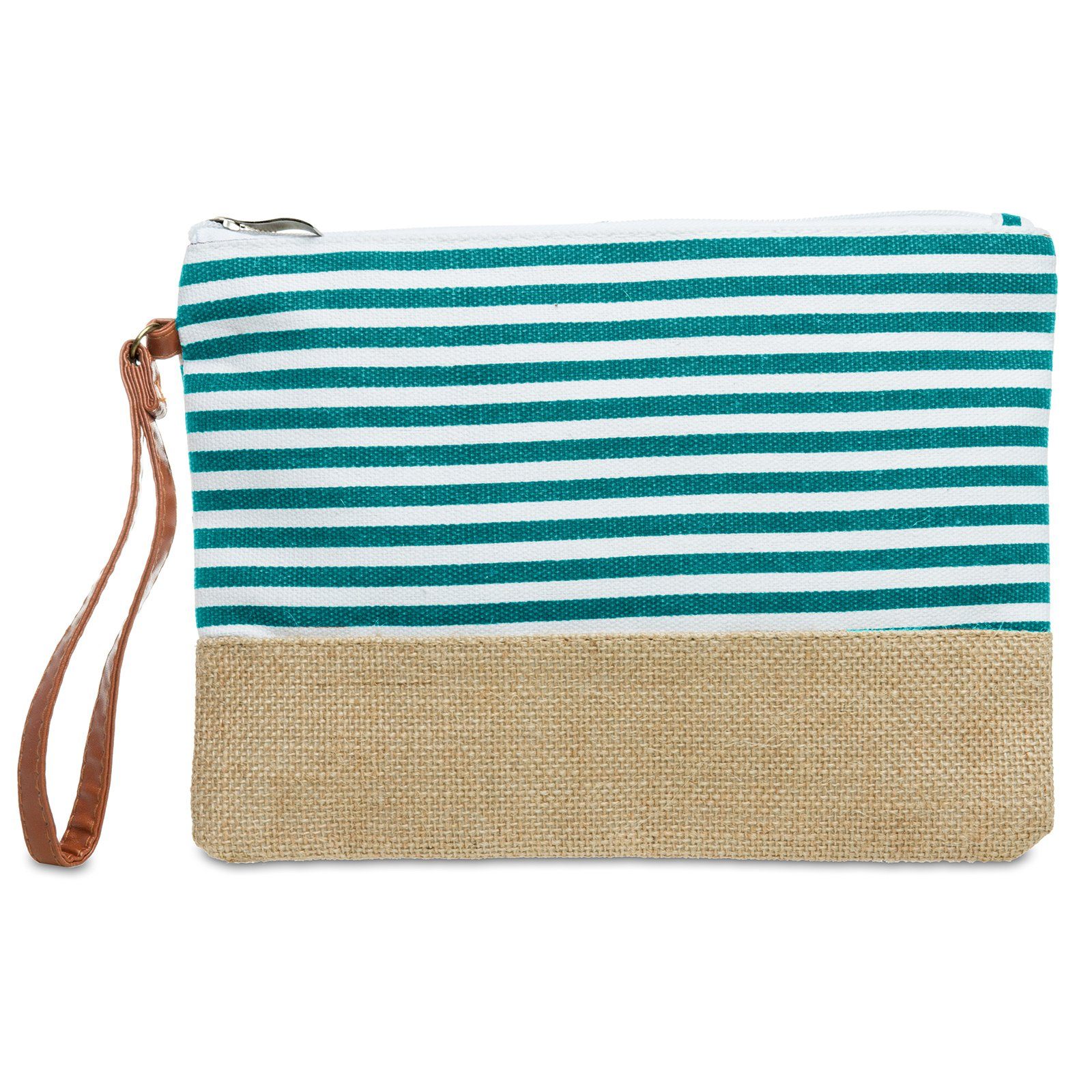 türkis Tasche Caspar Clutch Jute Damen mit Streifen TS355 Sommer Print