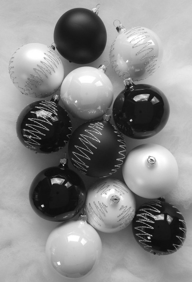 Weihnachtskugeln Black & White schwarz weiß Christbaumschmuck Made in Germany