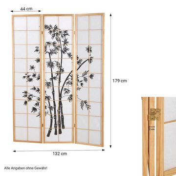 Homestyle4u Paravent Raumteiler Trennwand Bambusmuster Sichtschutz Holz, 3-teilig