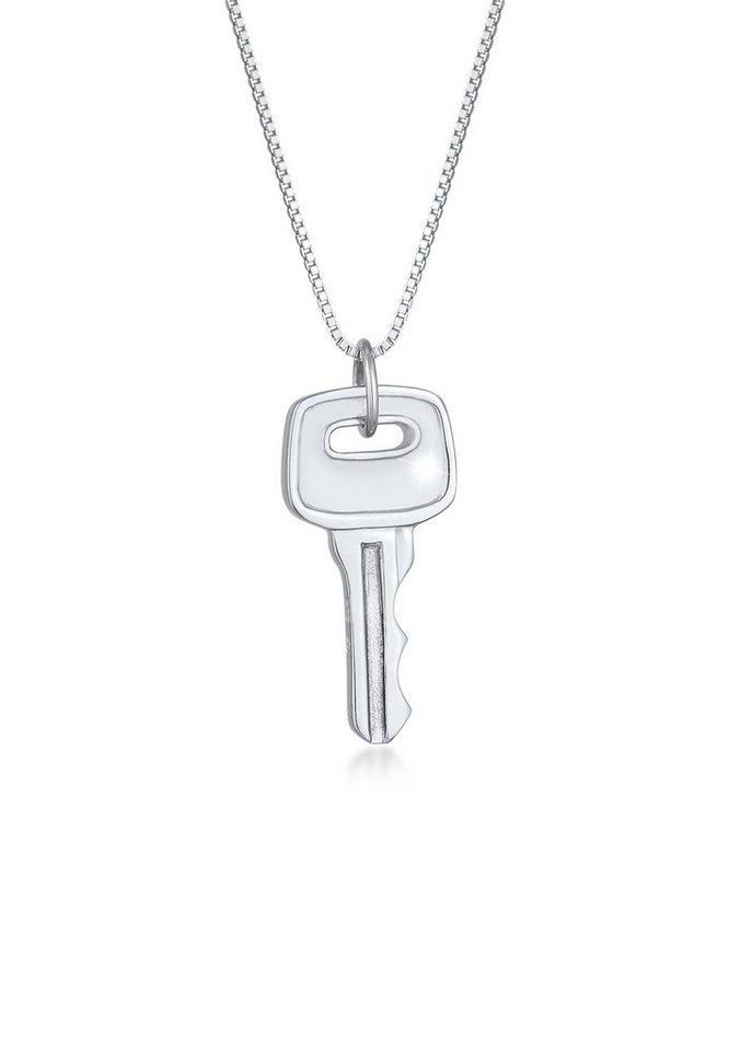 Kuzzoi Kette mit Anhänger Herren Venezianer Schlüssel Key 925 Silber,  Halskette mit Anhänger Schlüssel für Herren