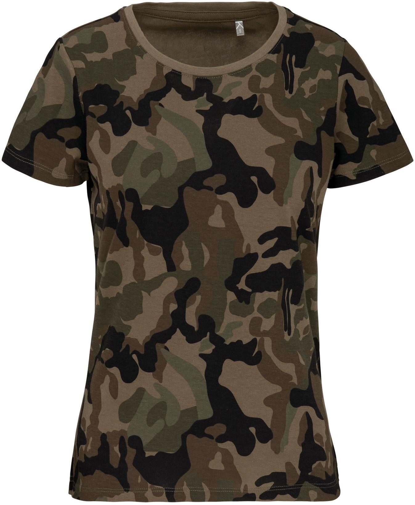 Kariban Print-Shirt Damen-T-Shirt Camo mit kurzen Ärmeln
