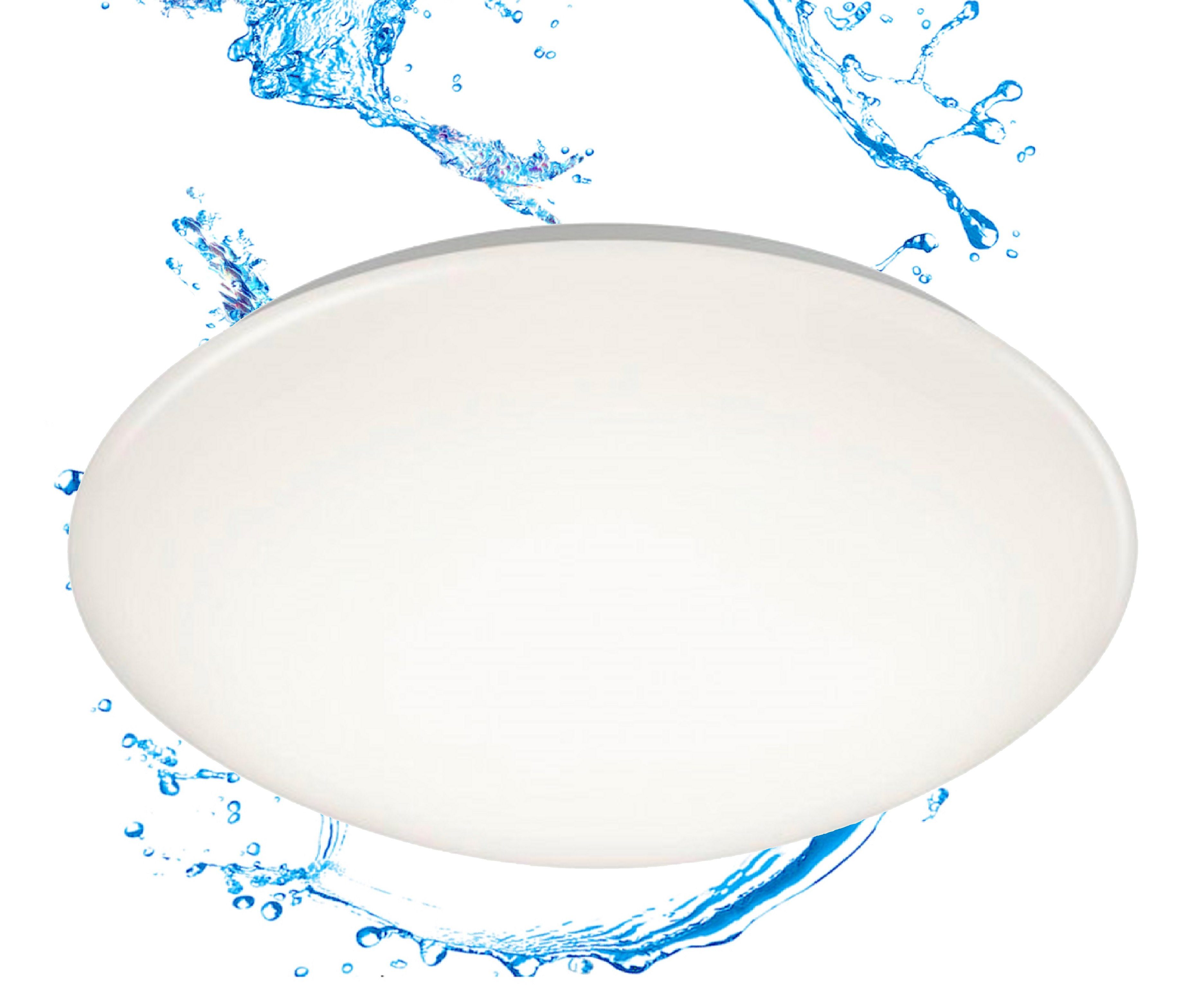 TRANGO LED Außen-Deckenleuchte, 3105 Modern IP44 LED Deckenstrahler mit CCT Farbtemperatur-Steuerung (durch ON/OFF Lichtschalter) Lichtfarbe 3000K I 4000K I 6000K in Rund *NOAH* inkl. 1x 20 Watt LED Modul - weißes satiniertes Acryl Lampenschirm, CCT, Tageslichtweiß, Warmweiß, Deckenlampe, Wandleuchte, Badlampe