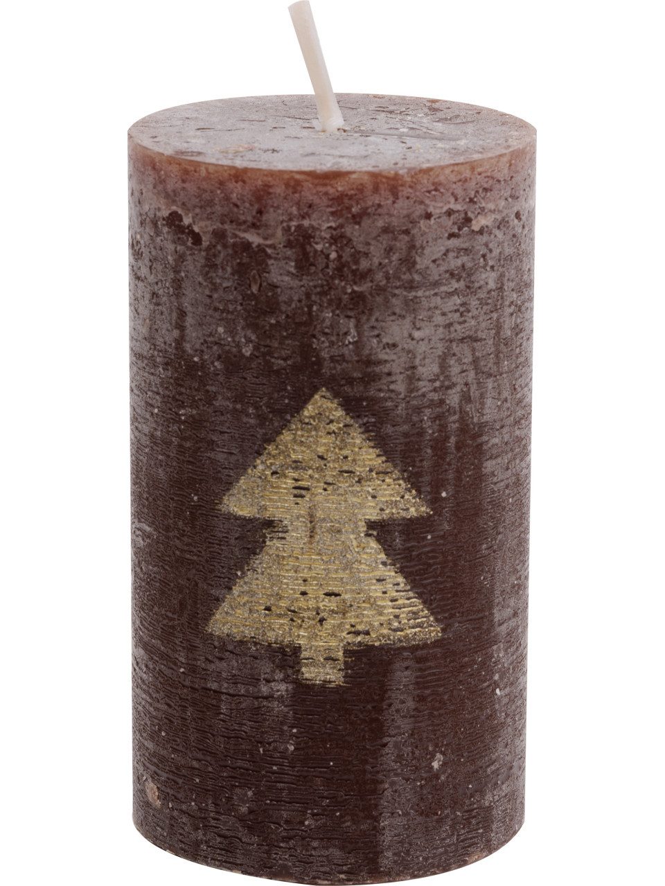 House of Rustic Stumpenkerze House of Rustic Kerze mocca mit gold Baum Ø 6,8 x