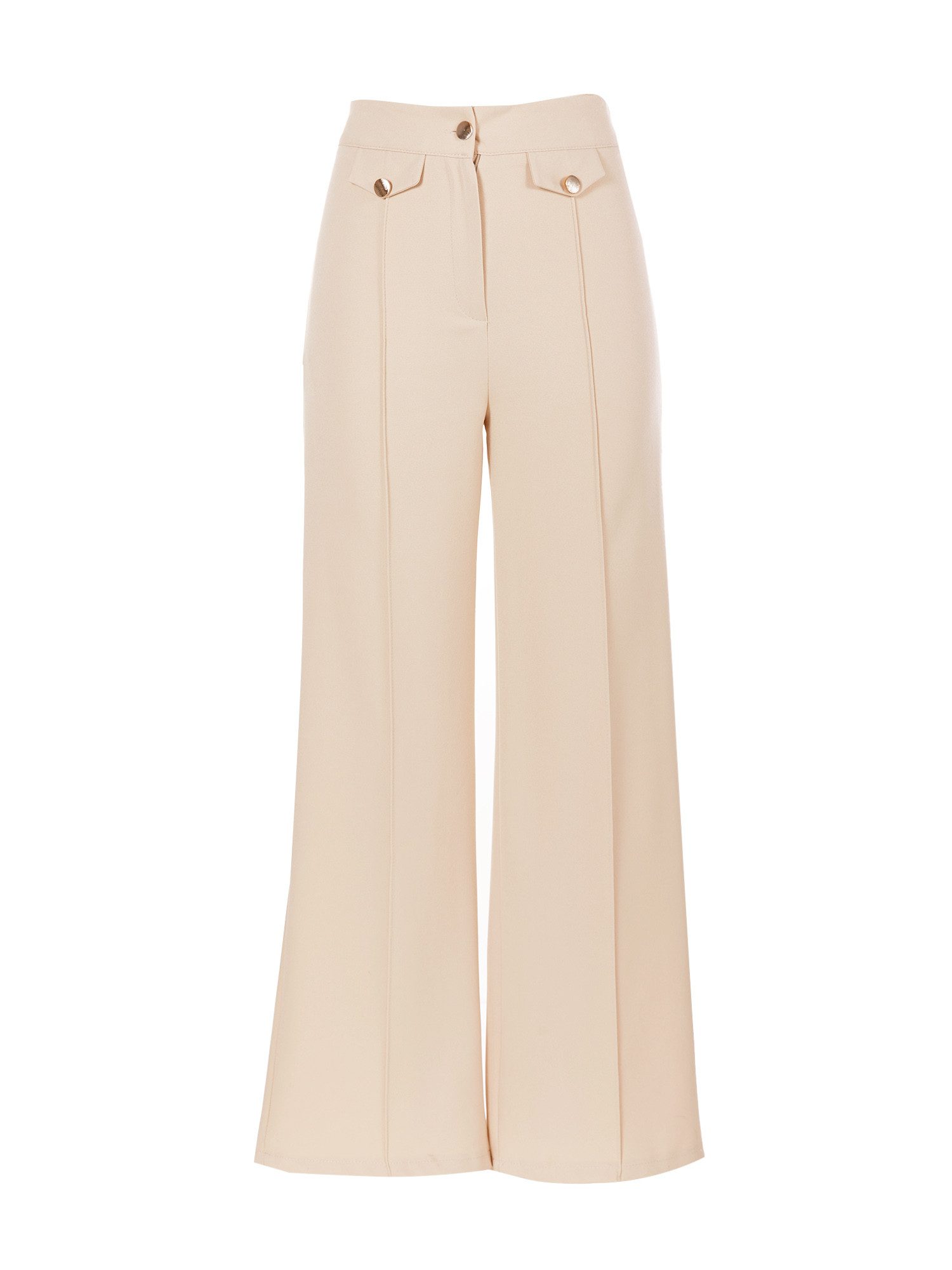 Palazzohose Damen Palazzohose mit Knopfverzierungen und hoher Taille