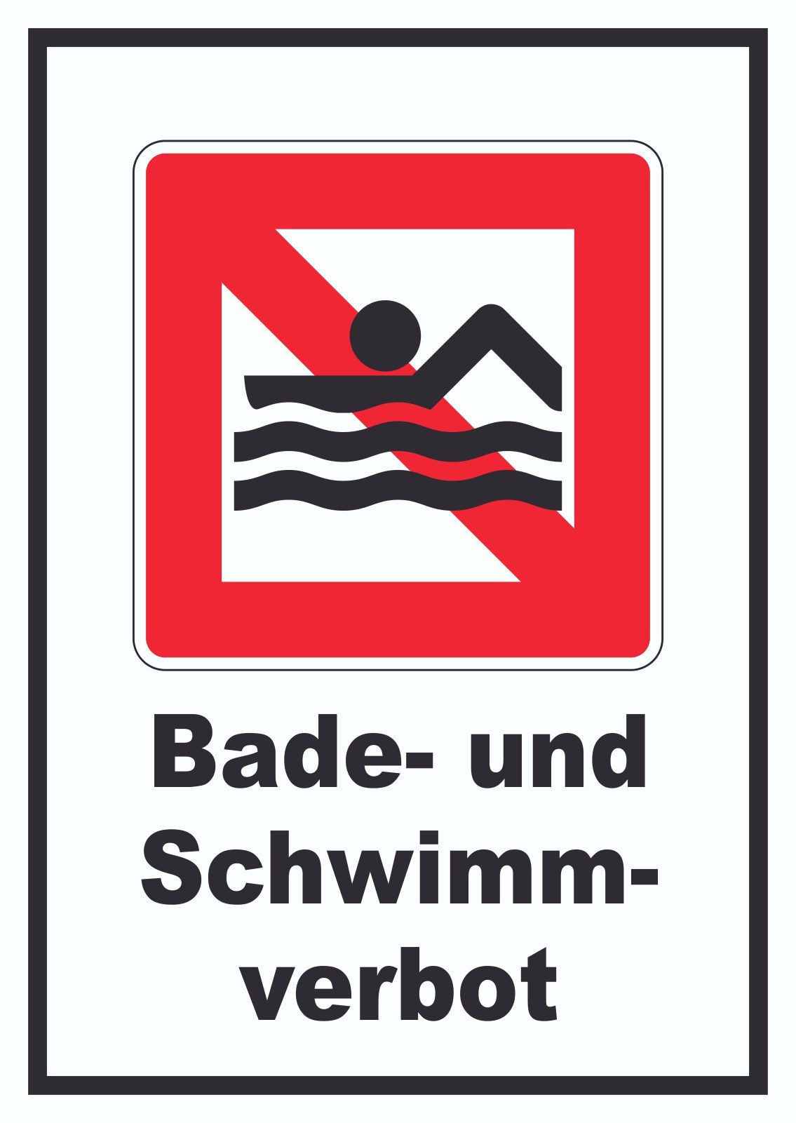 HB-Druck Hinweisschild Schwimmen und Baden verboten Symbol und Text, wetterfest, stabil, UV-beständig, kratzfest