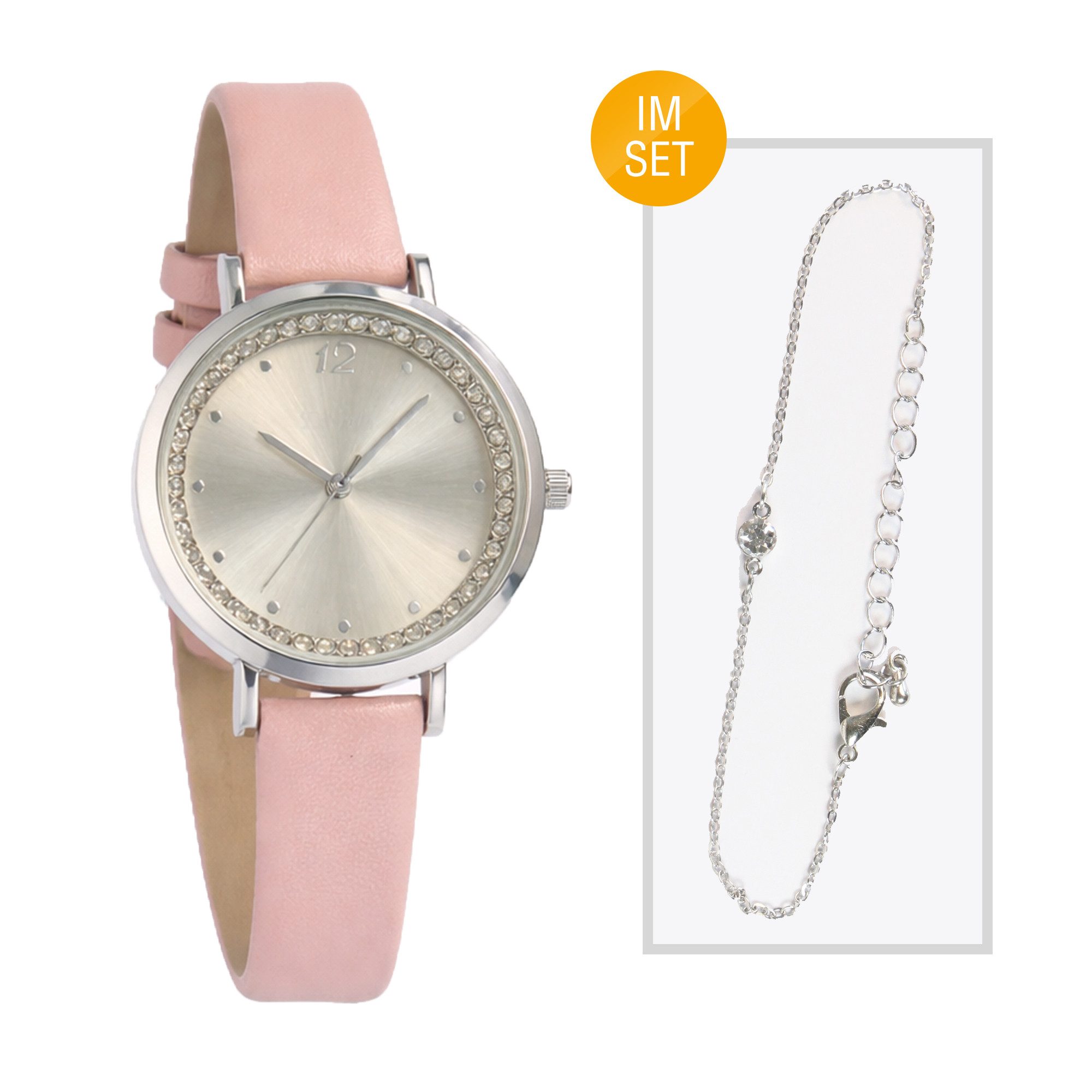 Quarzuhr Damen Armbanduhr Rosé Analog, Roséfarbenes Kunstlederarmband günstig online kaufen