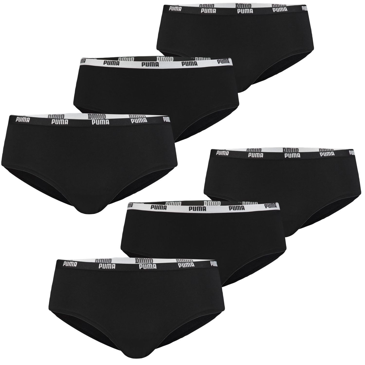 PUMA BODYWEAR Panty Comfort Cotton Stretch (Set) Logo-Bund, Low-Rise, 6er Pack