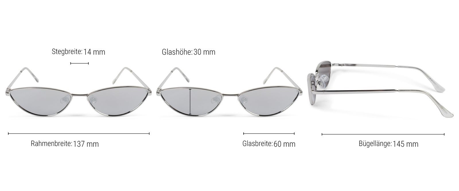styleBREAKER Sonnenbrille Schmale Cateye Sonnenbrille mit Metallrahmen (1-St) Gradient