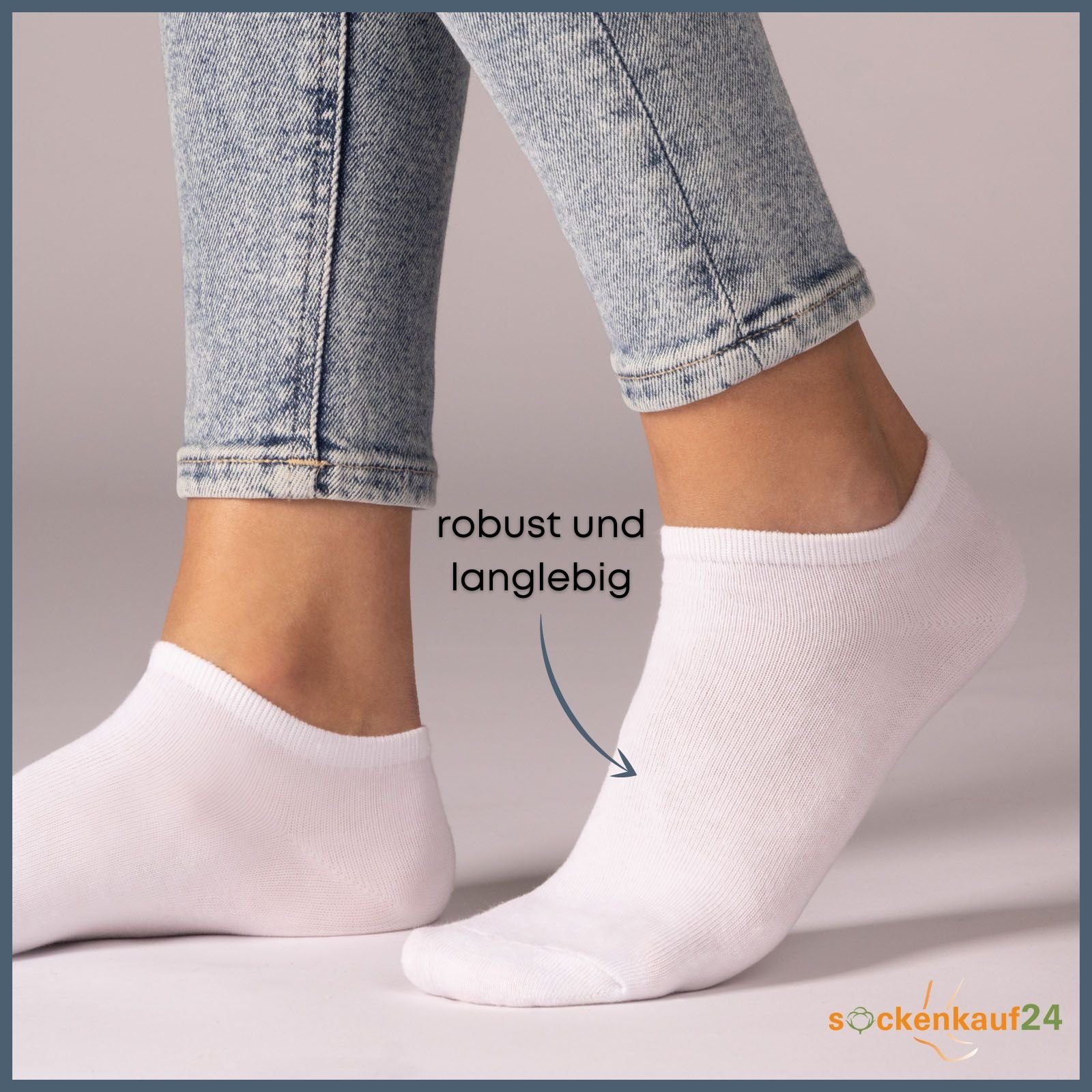 sockenkauf24 Sneakersocken 10, 20, 30 Paar Sneaker Socken Damen & Herren Schwarz Weiß Grau (5xGrau, 5xWeiß, 10-Paar, 47-50) Baumwolle - 16900 WP