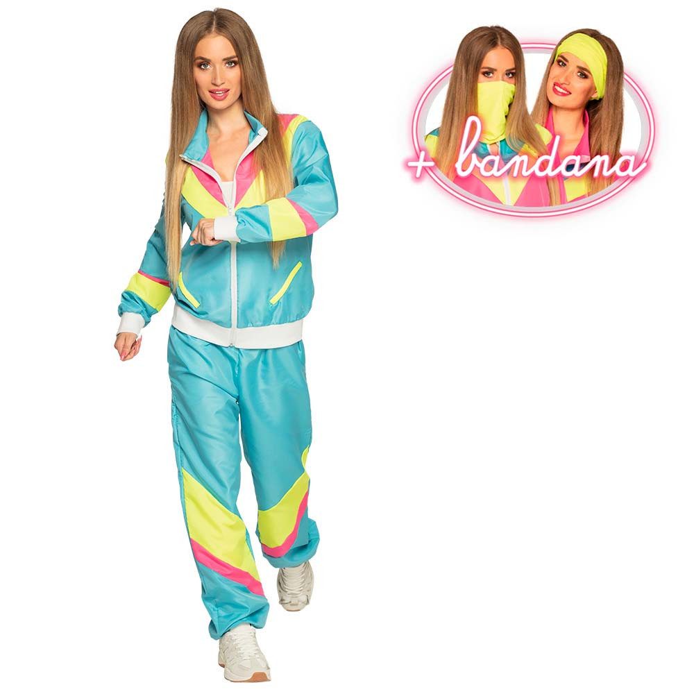 Kostüm Trainingsanzug Retro Damen blau
