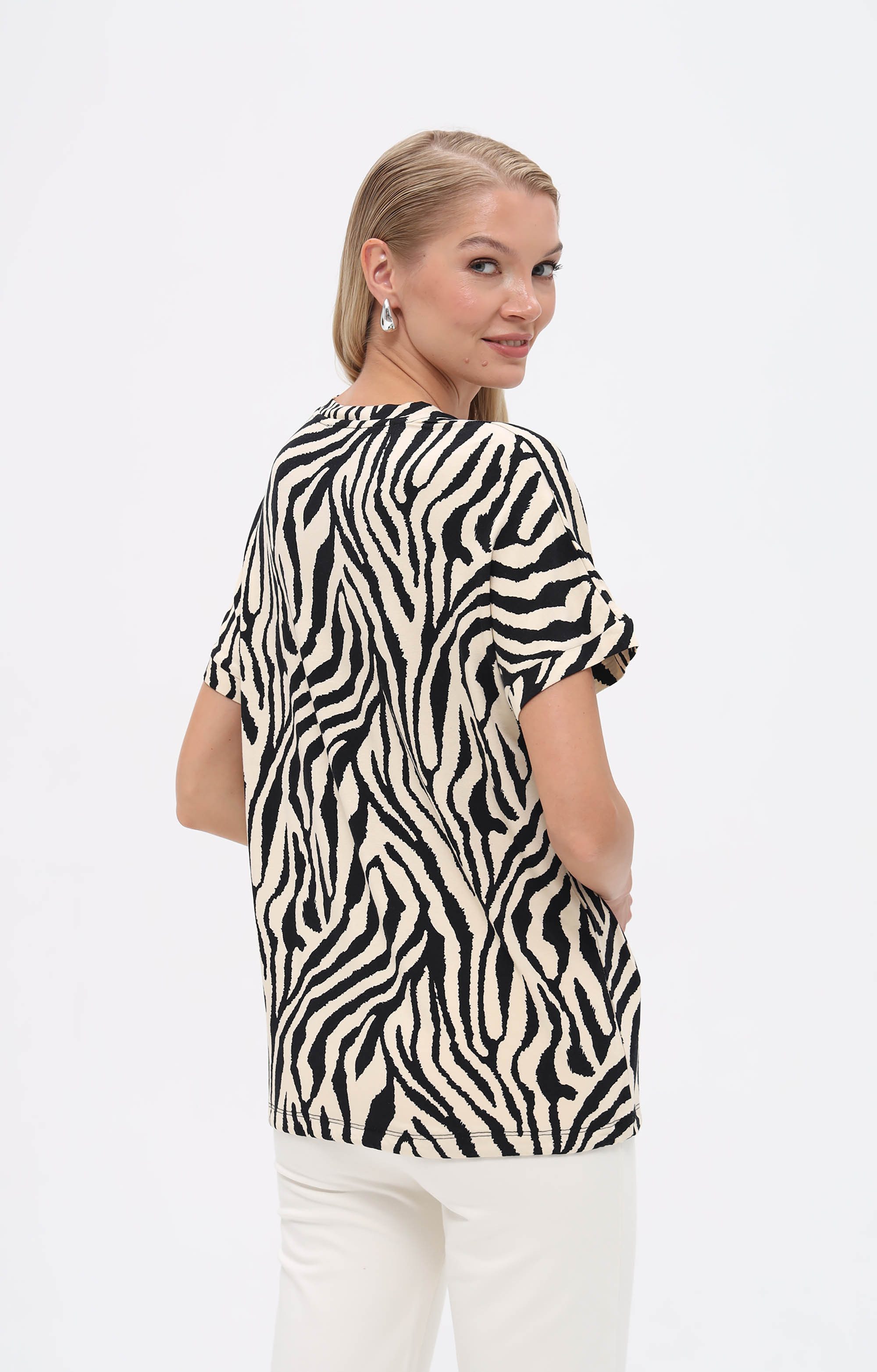 Passioni T-Shirt mit Zebra-Print und Strasssteinen – Bild 3 von 5
