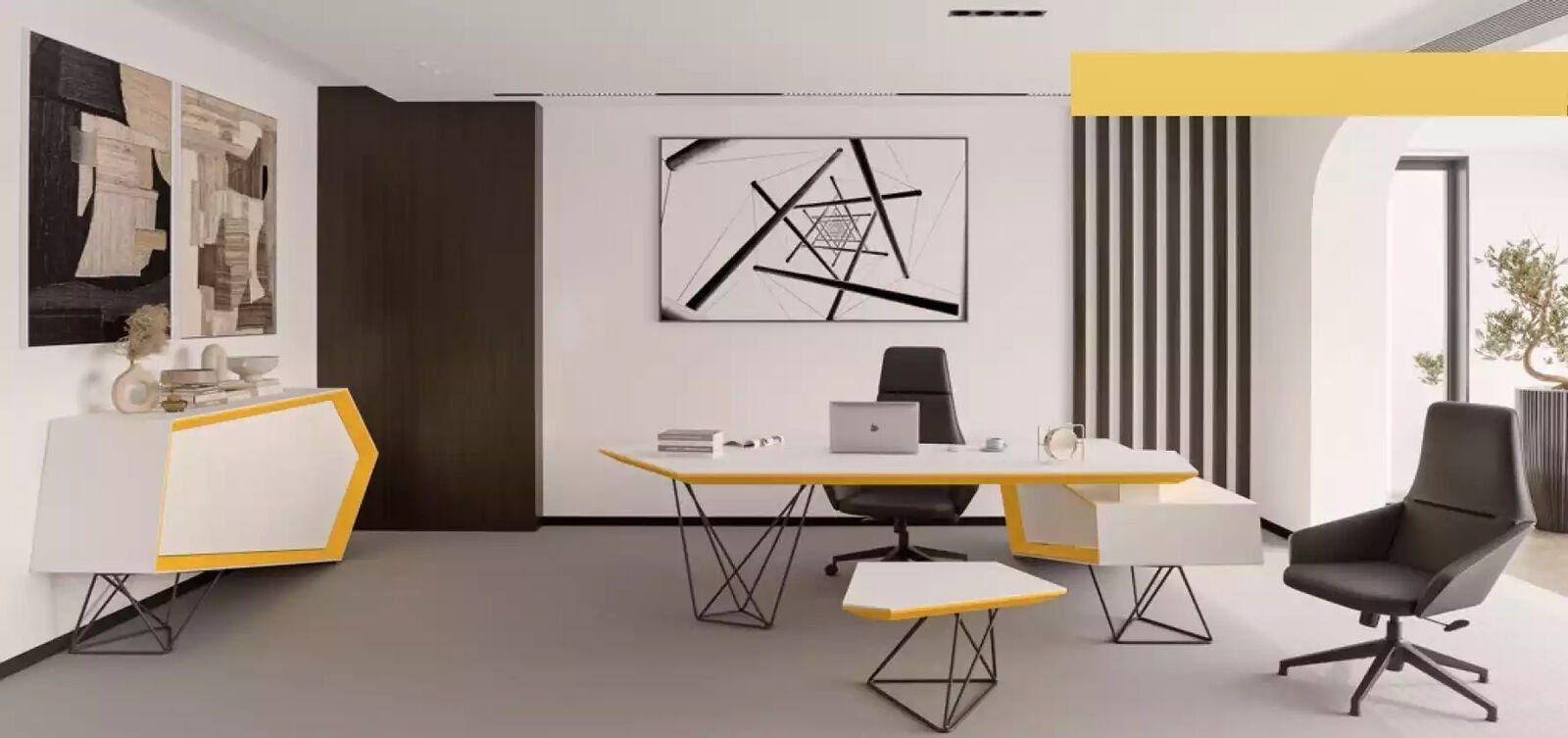 Xlmoebel Eckschreibtisch Luxus Designer Weißer Büroschreibtisch in Eckform (1-St., 1x nur Eckschreibtisch), Hergestellt in Europa