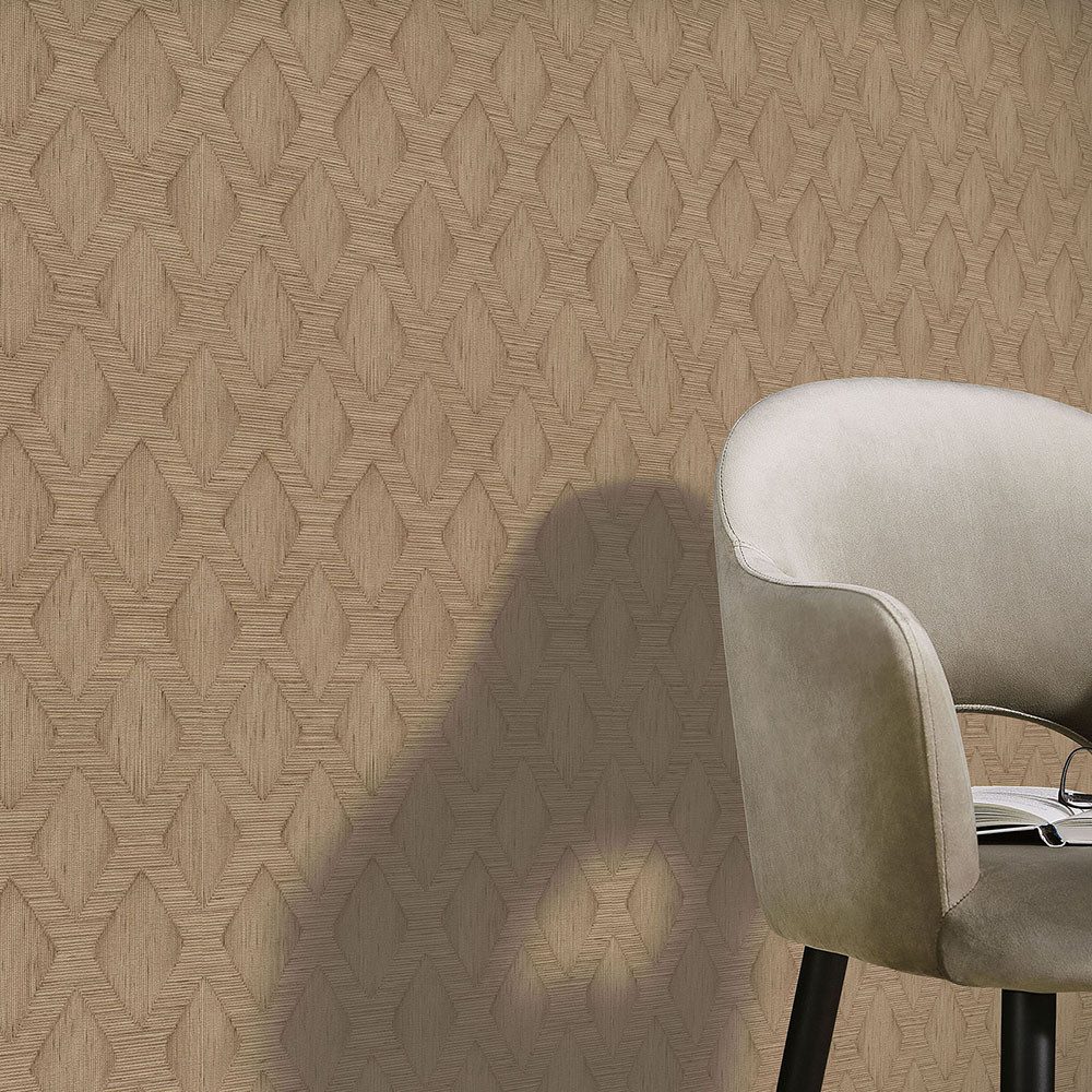 Erismann Vliestapete 3D-Effekt Kord-Optik Rauten Muster Grafik Braun 10509-11