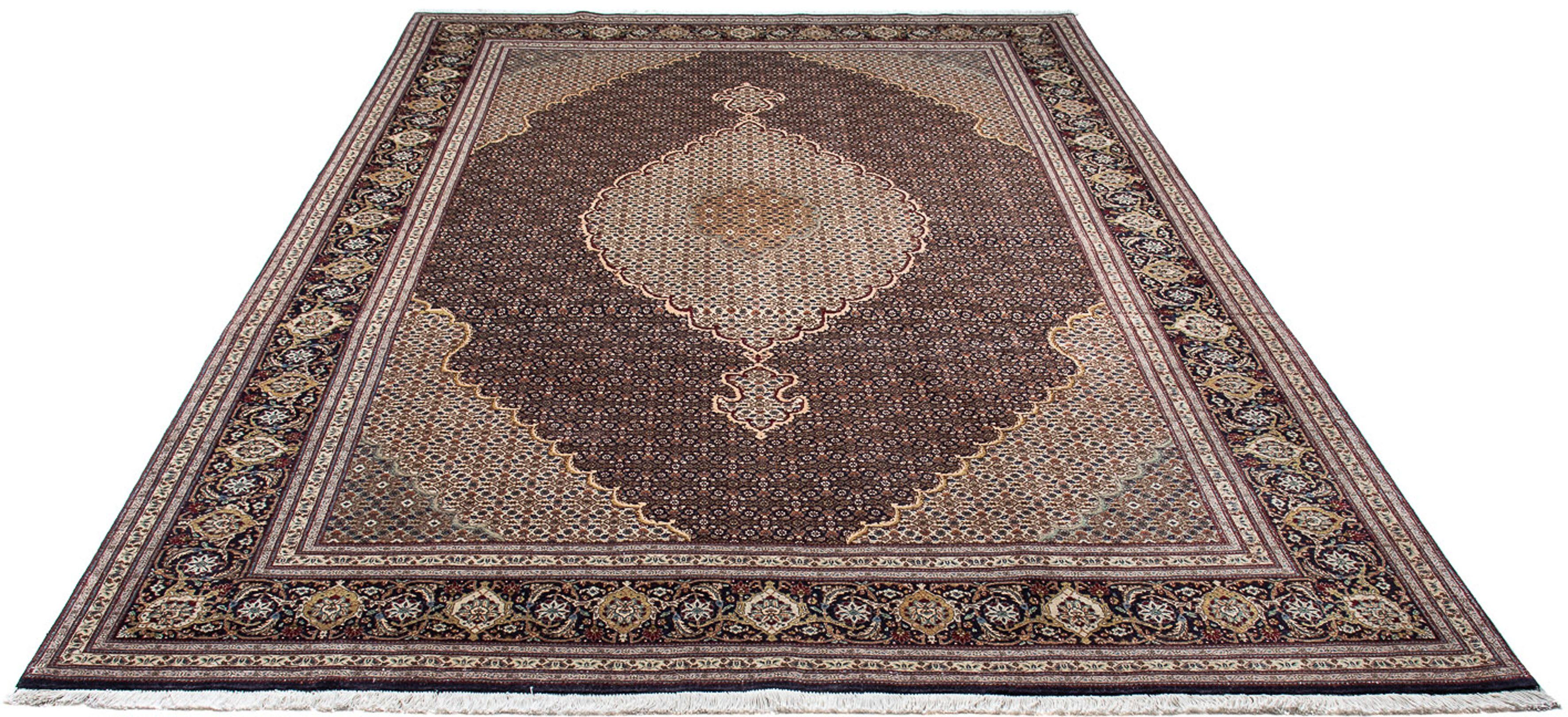 Orientteppich Perser - Täbriz - 300 x 195 cm - braun, morgenland, rechteckig, Höhe: 10 mm, Wohnzimmer, Handgeknüpft, Einzelstück mit Zertifikat