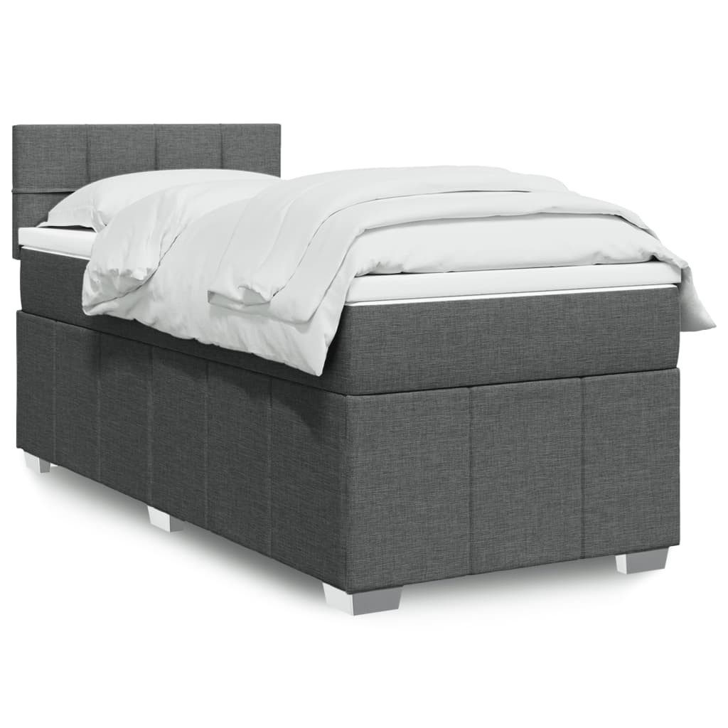 vidaXL Bett Boxspringbett mit Matratze Dunkelgrau günstig online kaufen