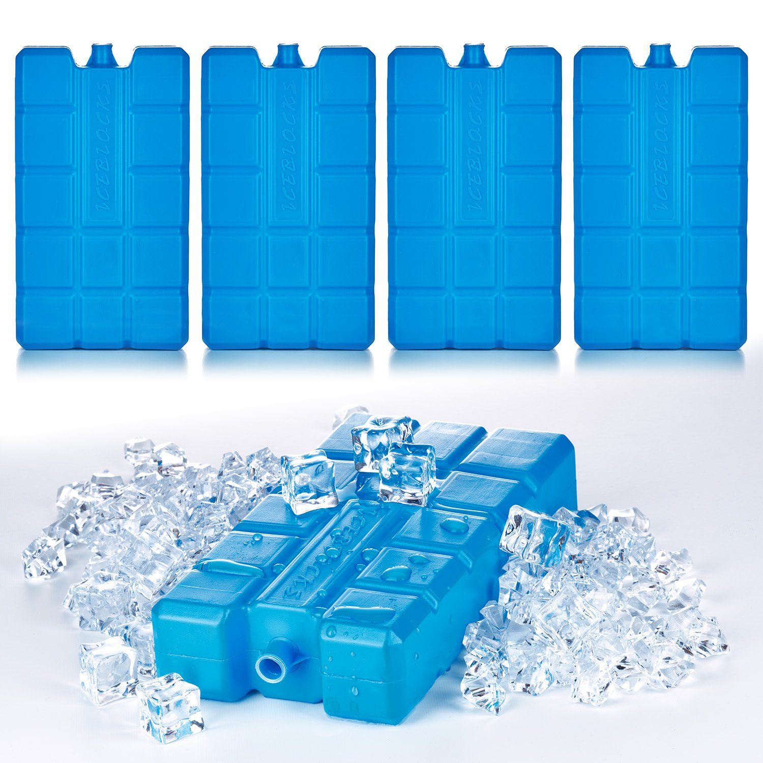 BigDean Kühlakku 4x Kühlakkus je 200ml 12h Kühlung für Kühltasche & Kühlbox Made i, Natürliche Kühlflüssigkeit, Robustes HDPE-Kunststoffgehäuse.