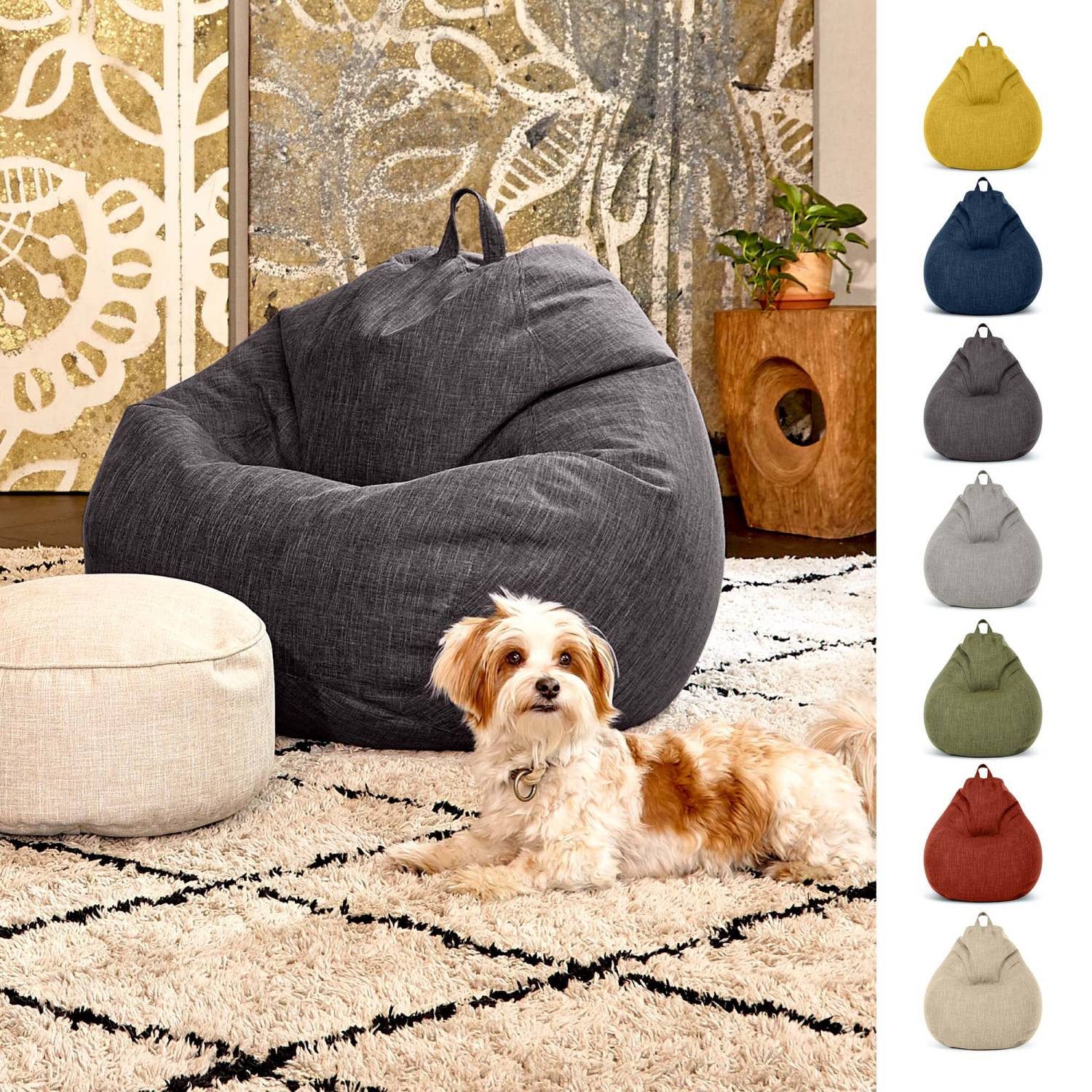 Green Bean Sitzsack Indoor Sitzsack Home Linen L - 200 Liter (Indoor Riesensitzsack mit EPS-Perlen Füllung, Kuschelig Weich Waschbar), Sitzkissen Lounge Chair