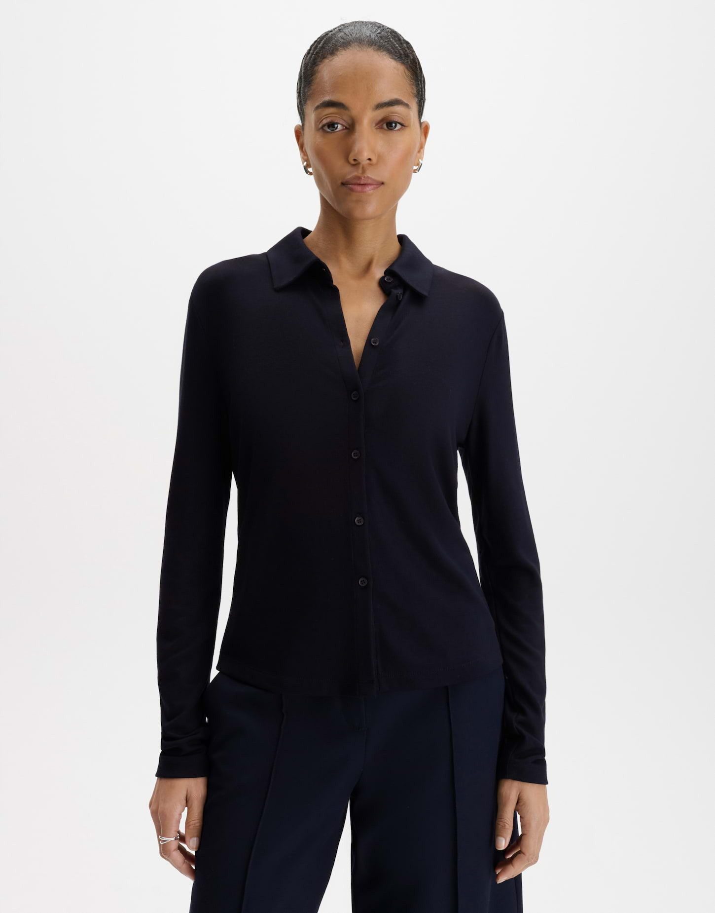 someday Langarmshirt Kiresi soft aus weichem Jersey Knopfleiste für einen modernen, komfortablen Look