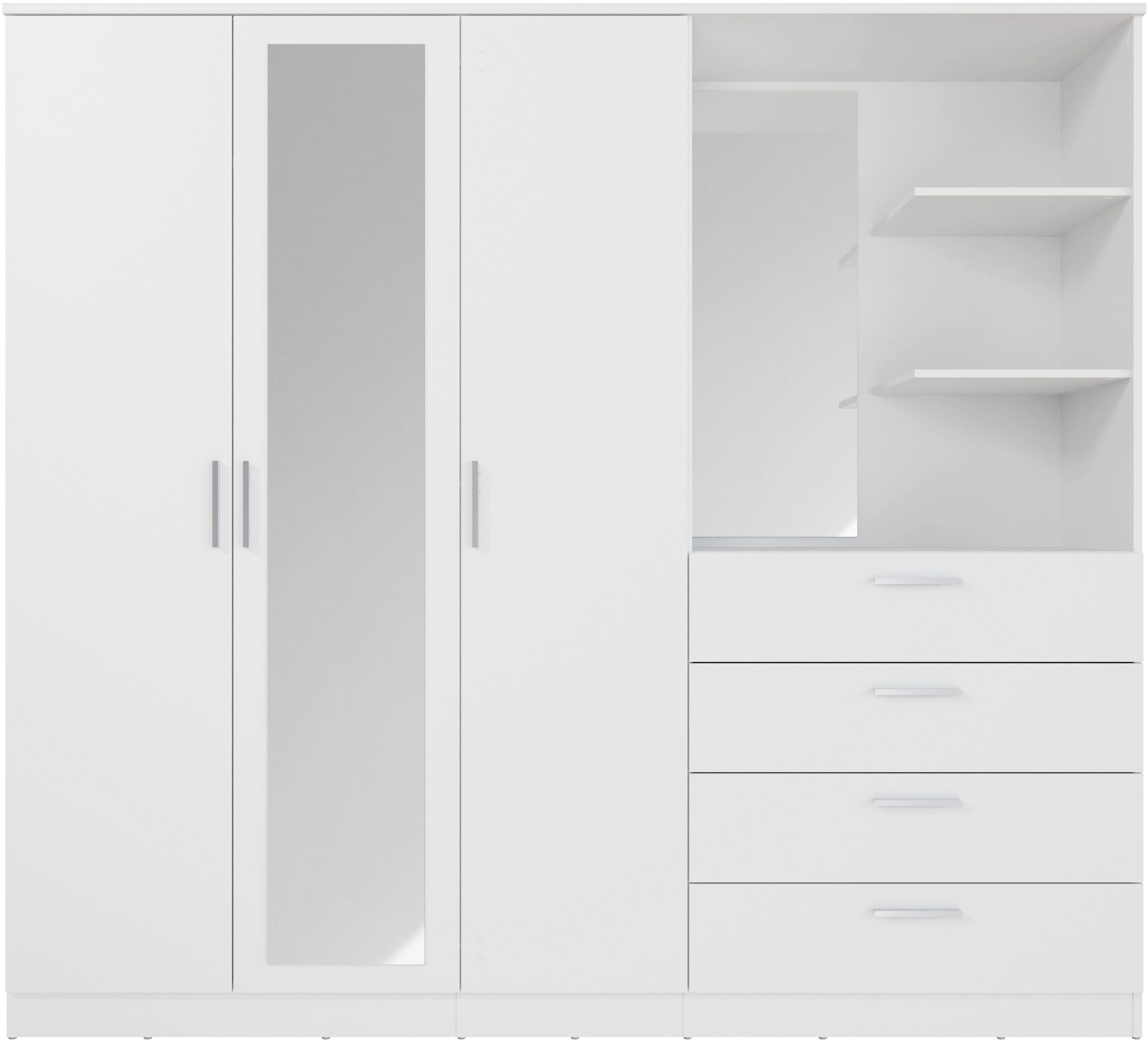 FORTE Kleiderschrank Drehtürenschrank, Spiegel, Schubladen, viel Stauraum B/H/T 199/181/52,7, Spiegeltüre, Stauraum, FSC