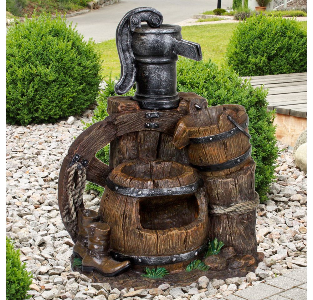 Thumbnail - Harms Import Gartenbrunnen, Außen Spring Zier Brunnen Deko Kaskade Holz Stein Optik Garten Pumpe