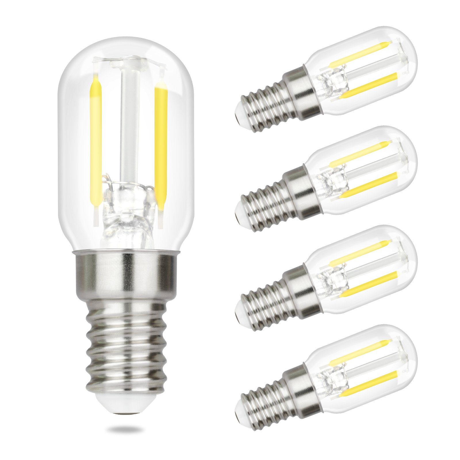 ZMH LED-Leuchtmittel E14 LED Vintage Glühbirnen - T22 LED Leuchtmittel für Flur, 4 St., Kaltweiß, Nicht Dimmbar