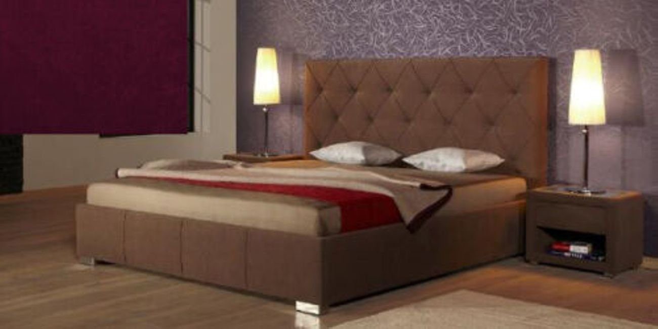 JVmoebel Bett Designer Doppelbett Bett - Ehebett SOFORT (1-tlg) BORDEAUX Schlafzimmer