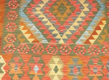 Wollteppich Kelim Afghan Teppich handgewebt orange, morgenland, rechteckig, Höhe: 4 mm, Kurzflor
