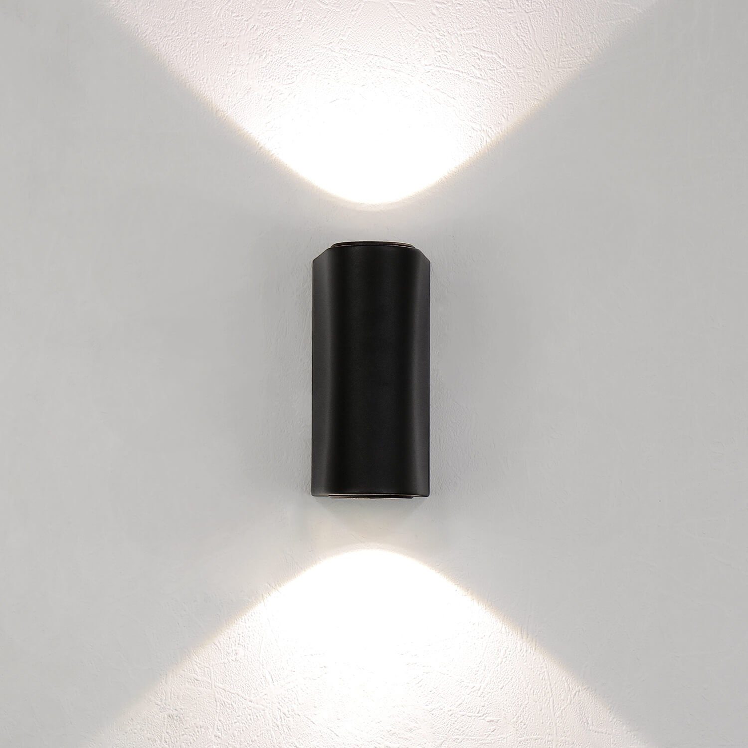 Modern AALBORG, LED fest Aluminium 3000 Licht-Erlebnisse Schwarz LED Außen-Wandleuchte Warmweiß, integriert, Außenwandlampe Up Down K IP54