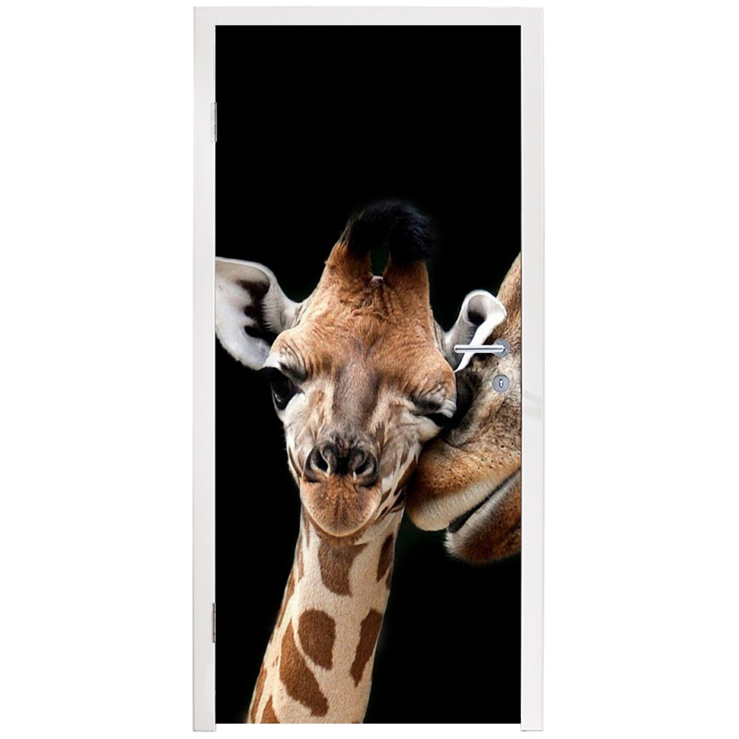 75x205 - Tür, Giraffe - Tiere für - (1 Schwarz St), Porträt Matt, bedruckt, Türaufkleber, MuchoWow Fototapete Tiere, cm - Türtapete