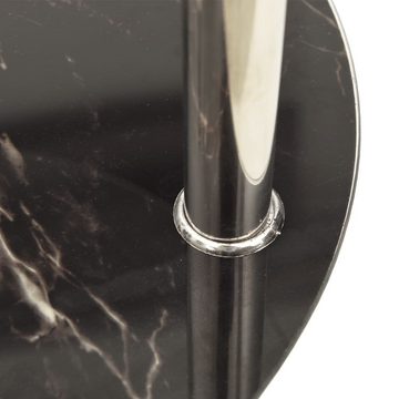 vidaXL Beistelltisch Beistelltisch mit 2 Ablagen Transparent & Schwarz 38cm Hartglas (1-St)