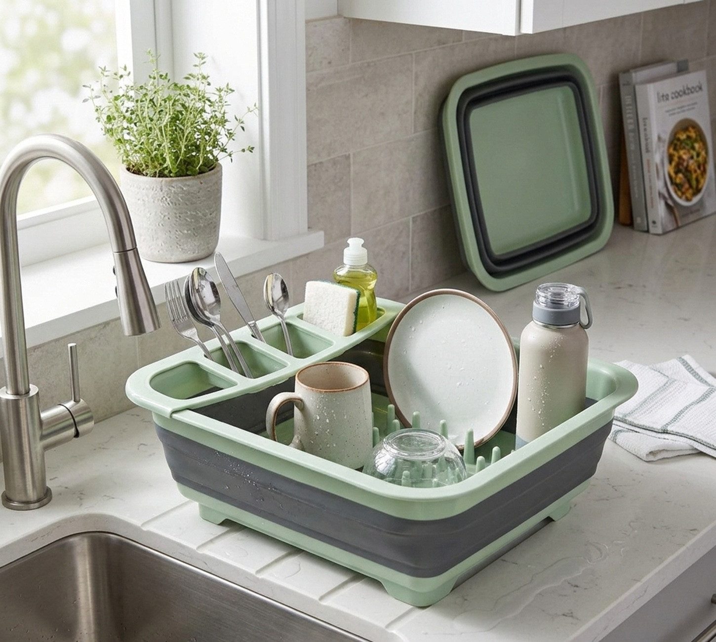 axentia Geschirrständer Abtropfgestell, Faltbar, kompakt & praktisch