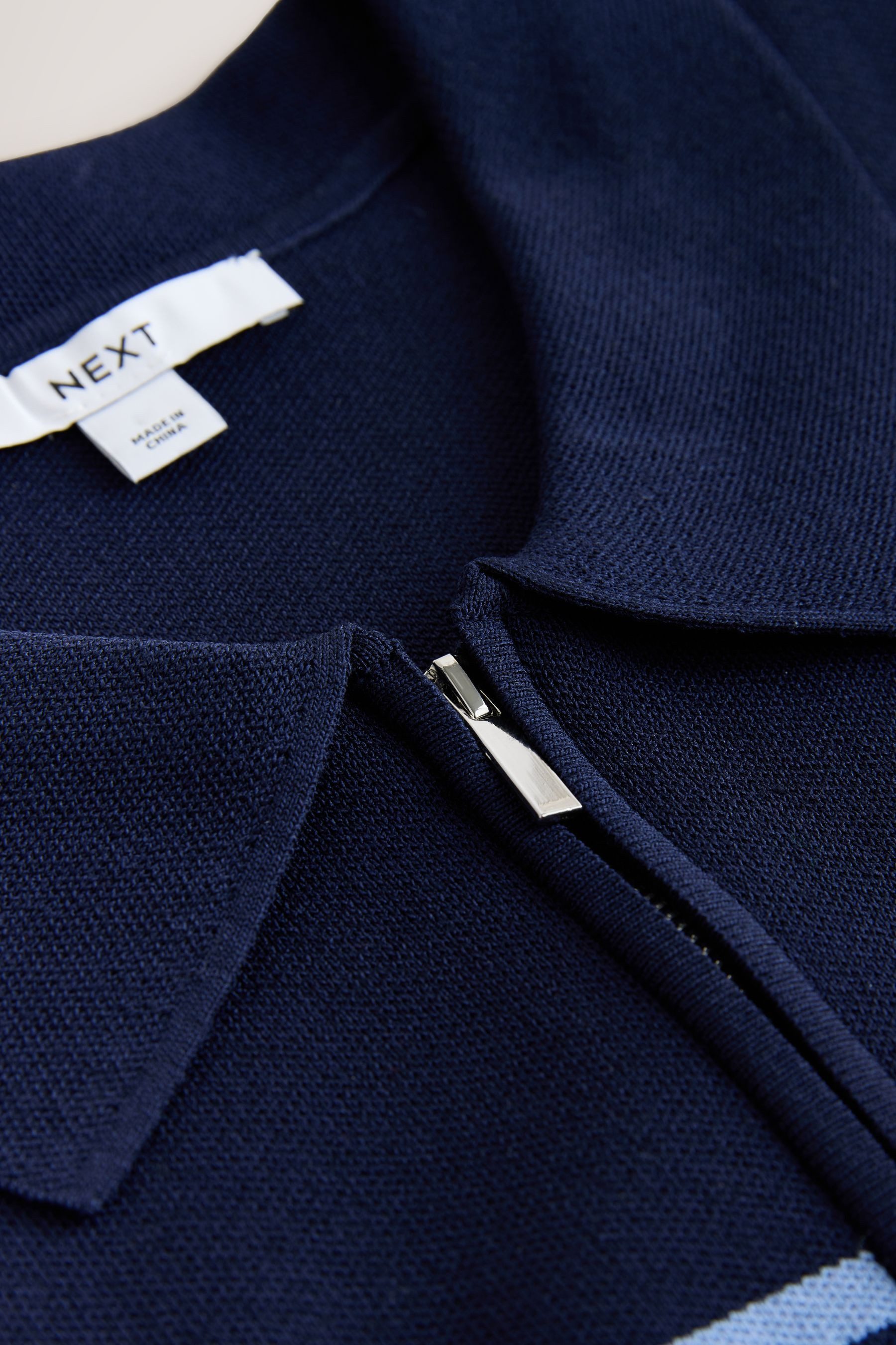 Next Troyer Strick-Poloshirt mit RV-Kragen (1-tlg)