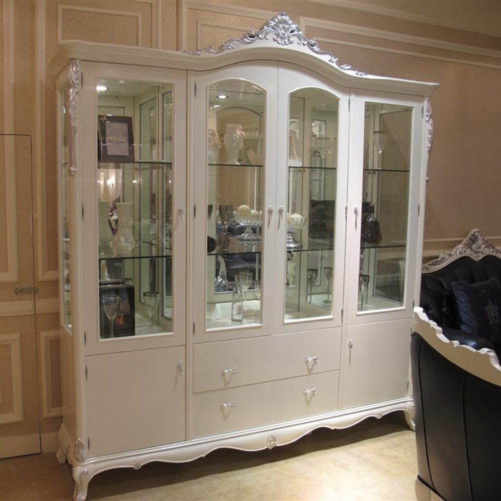 Xlmoebel Vitrine Luxus Vitrine im Barock-Rokoko-Stil mit Glas und edlen Verzierungen (YB E36 Serie 4 tuerige Vitrine) Hergestellt in Europa