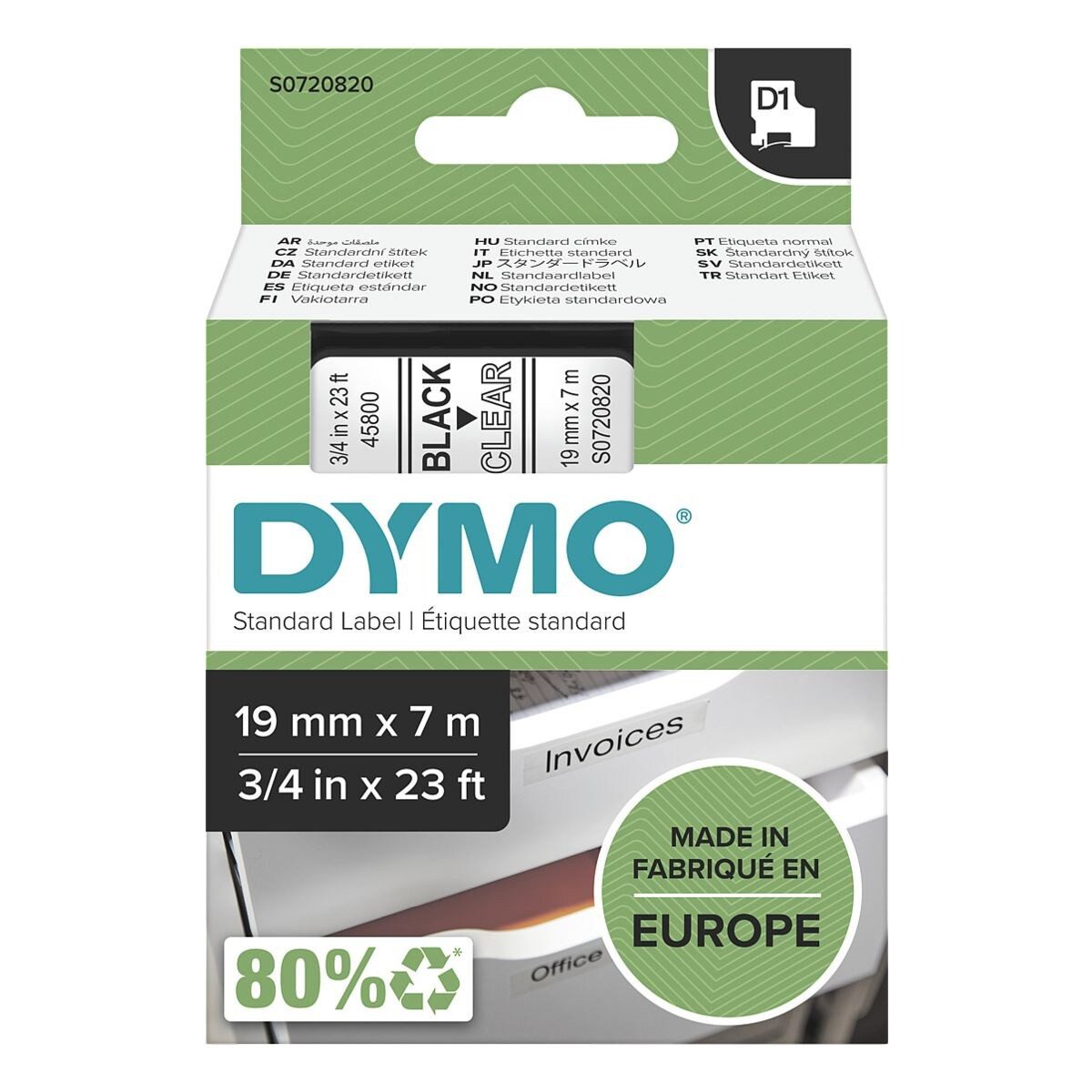 DYMO Beschriftungsband schwarz auf transparent