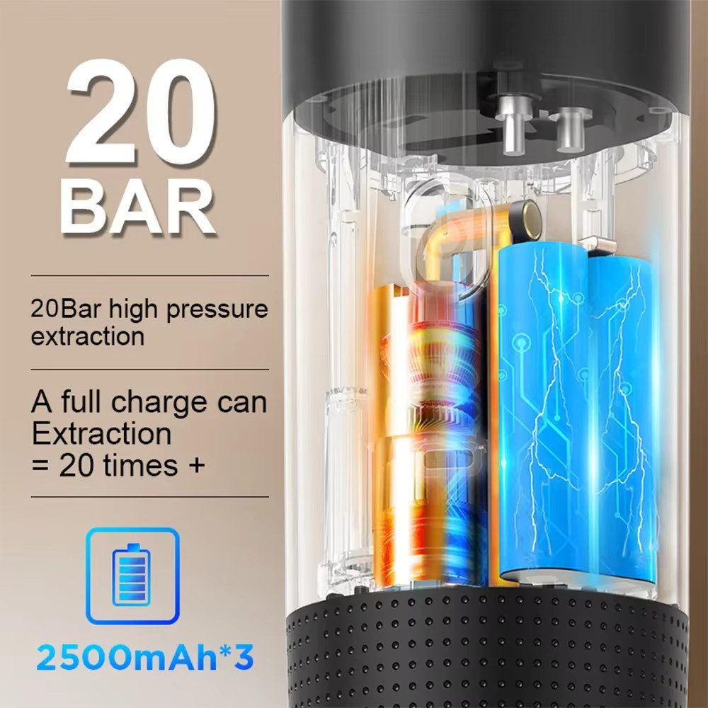 Athlix Espressomaschine KF-JN-02, 0,07l Kaffeekanne, Extraktion von Espresso unter hohem Druck, Einfaches Aufladen über USB