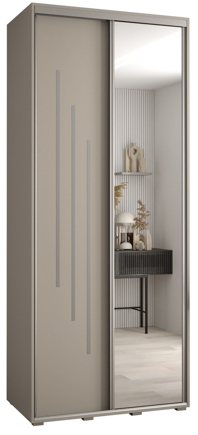 ABIKS MÖBEL Schwebetürenschrank Dakota 9 Schlafzimmerschrank mit Spiegel, Kleiderstange und Regalen