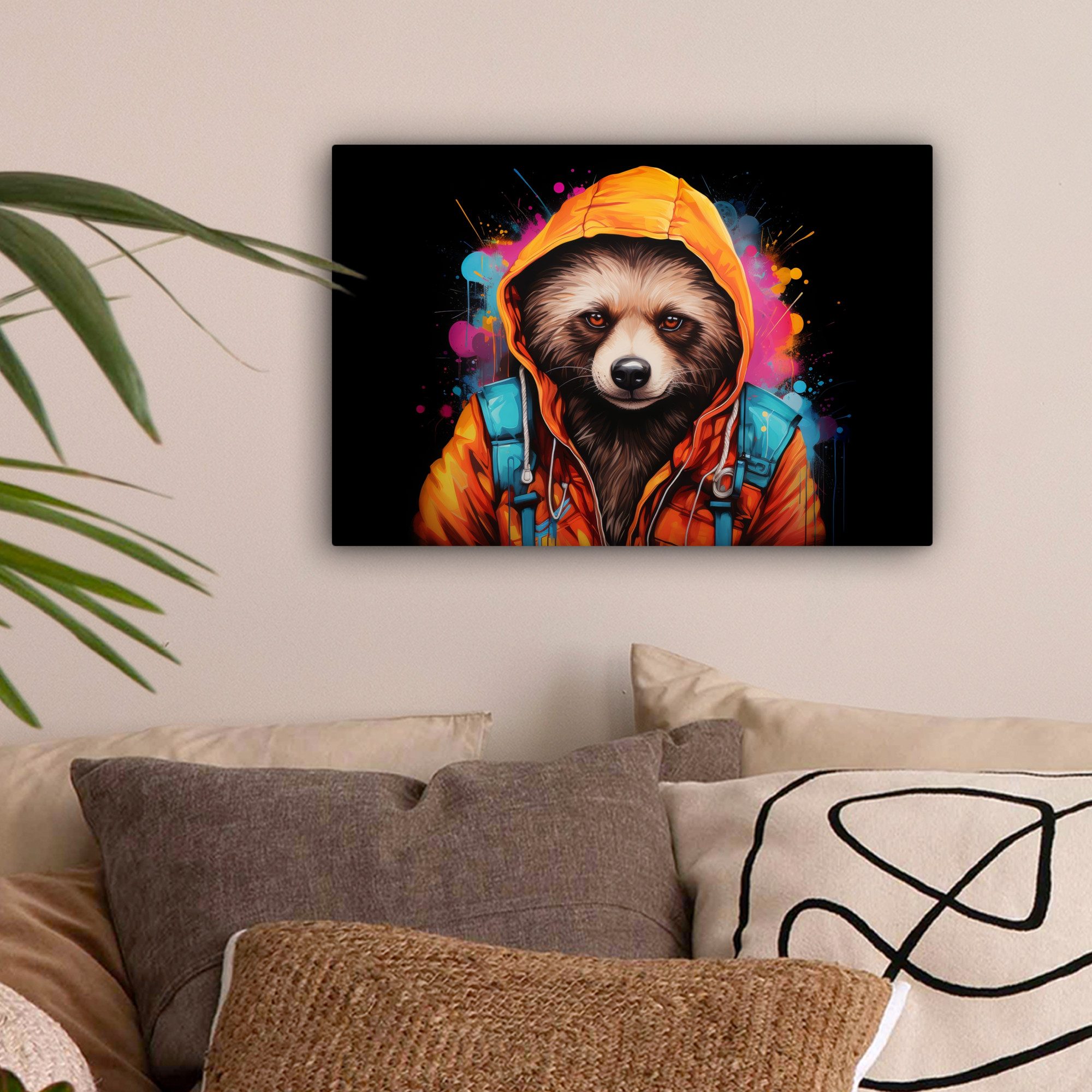 OneMillionCanvasses® Leinwandbild Graffiti - Waschbär - günstig online kaufen
