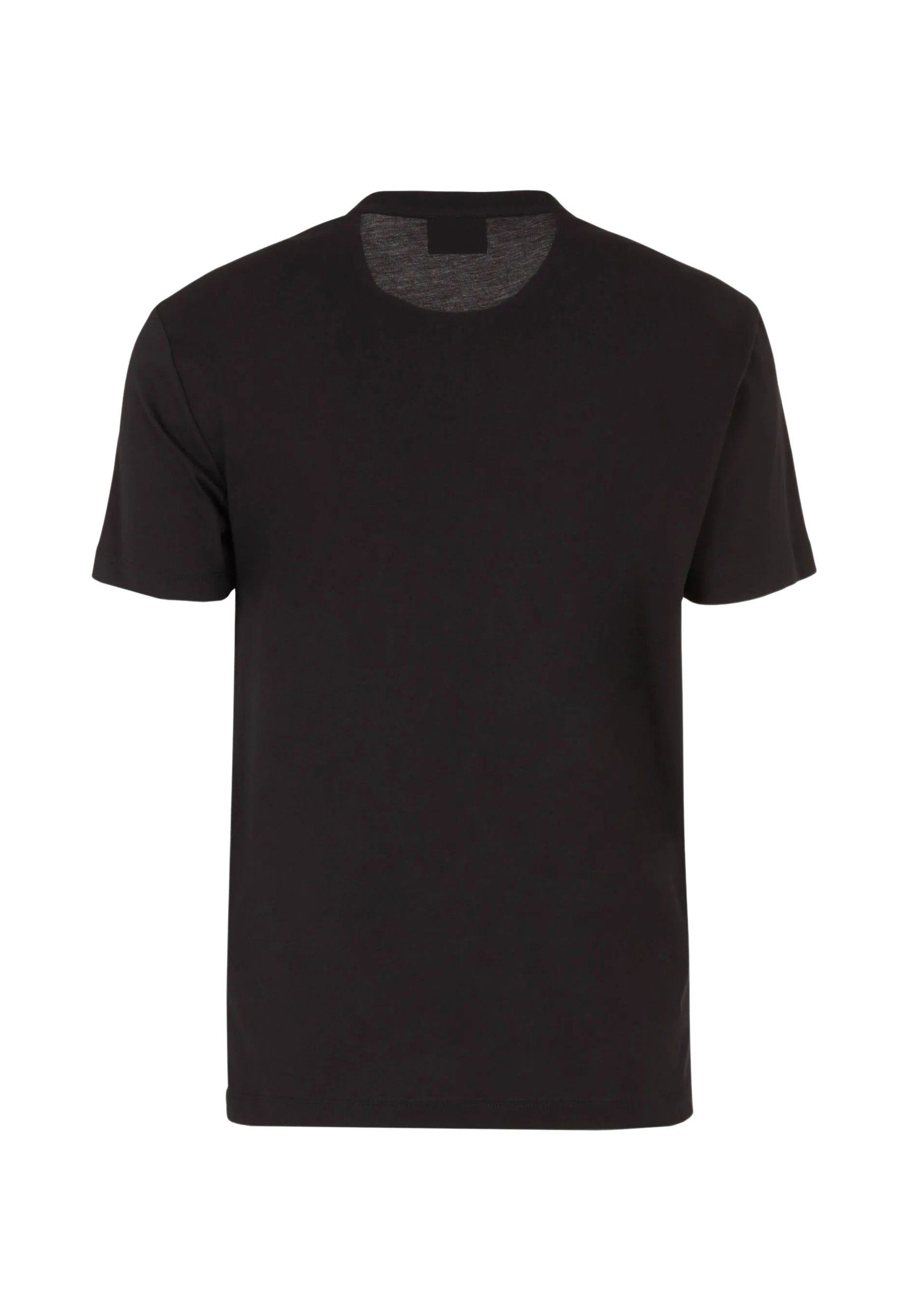 Gold Emporio schwarz Shirt T-Shirt Label Armani Tee (1-tlg) mit Rundhalsausschnitt