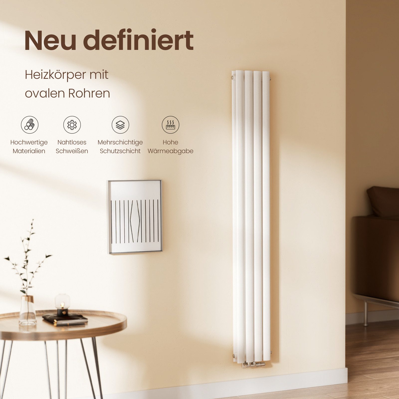 EMKE Designheizkörper Oval Paneelheizkörper Schwarz/Weiß Breite: günstig online kaufen