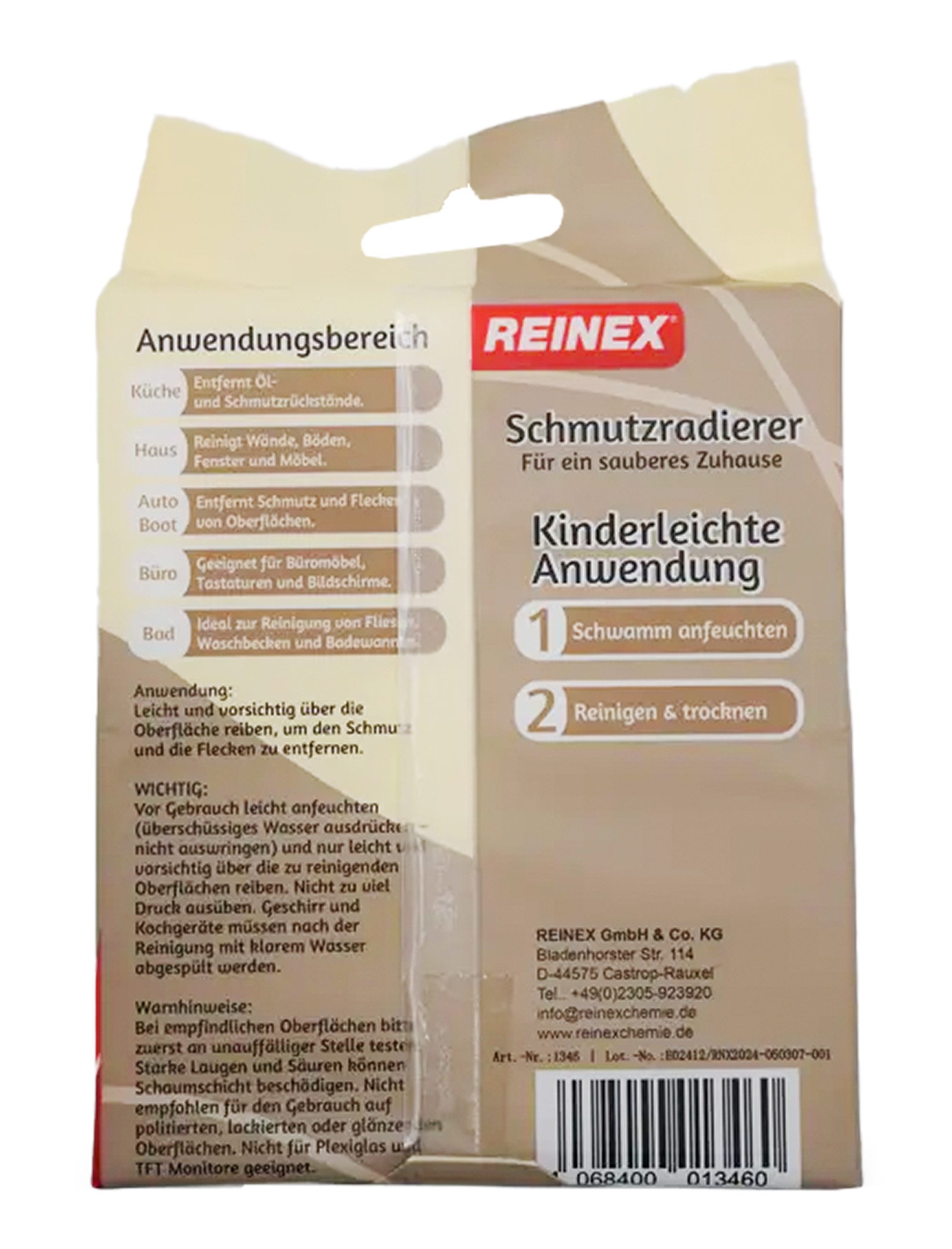 Reinex 2X SCHMUTZRADIERER Weiß Radierschwamm Wunderschwamm 60 Schmutzradierer (Fleckenentferner Schwamm)