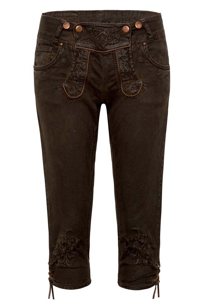 Hangowear Trachtenjeans Trachtenjeans Ovida Kniebund dunkelbraun coated