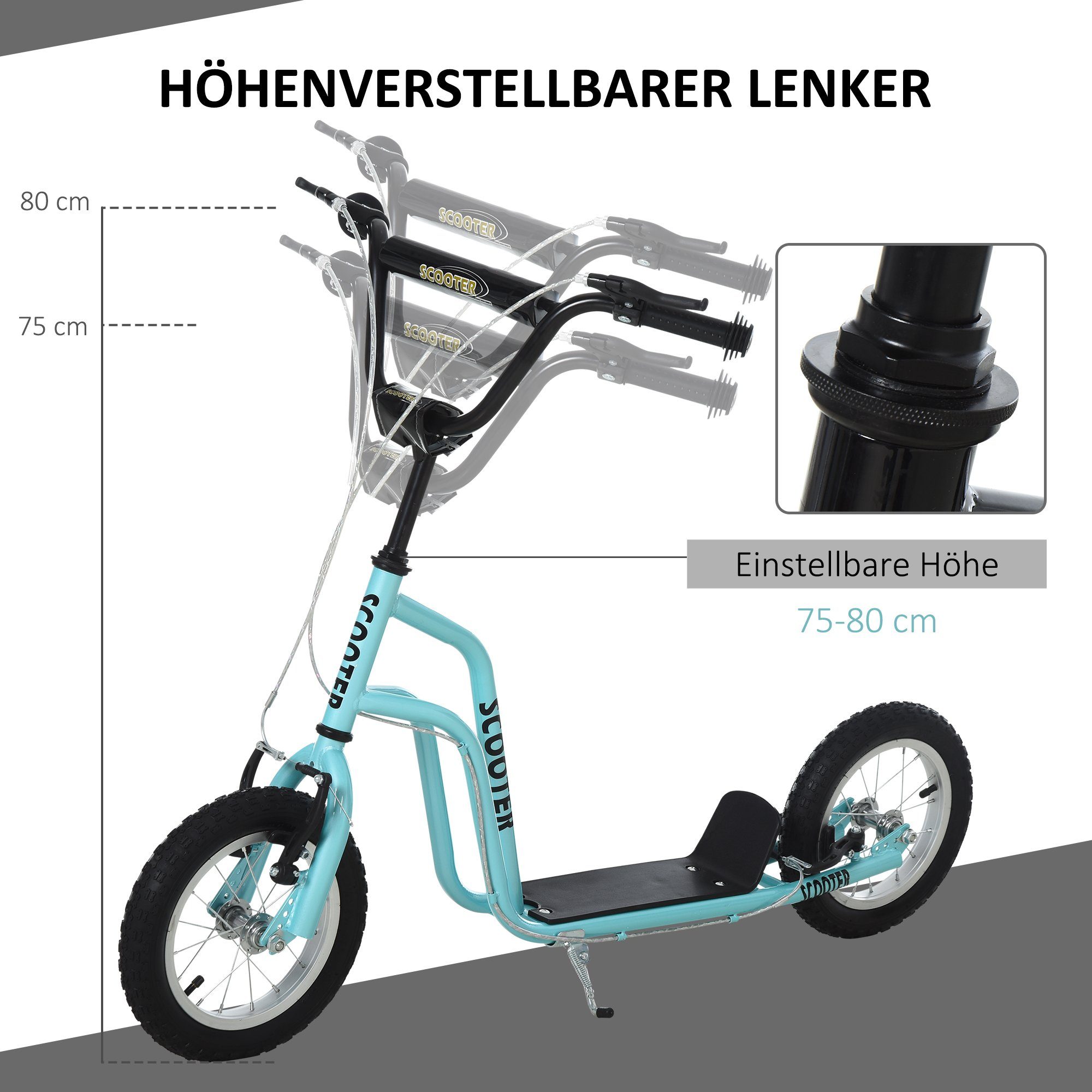 Kinderscooter, HOMCOM Jahre 5 Cityroller ab für Blau Kinder