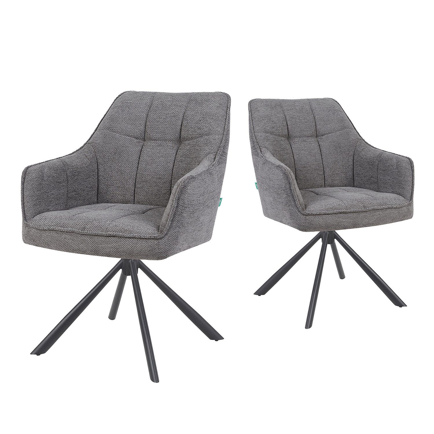 DUBI Möbel Polsterstuhl THOMAS-MIRA, 360° drehbar Massivholz oder Metallgestell 2er-Set