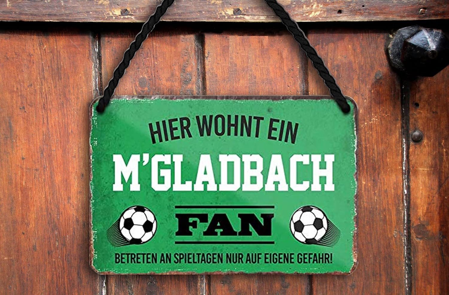schilderkreis24 Metallschild Blechschild Hier wohnt ein M' Gladbach Fan 18x12cm