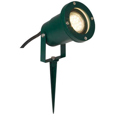 Lightbox Gartenstrahler, ohne Leuchtmittel, Erdspieß, Glas Abdeckung, schwenkbar, 29cm, Ø9cm, GU10, dunkelgrün