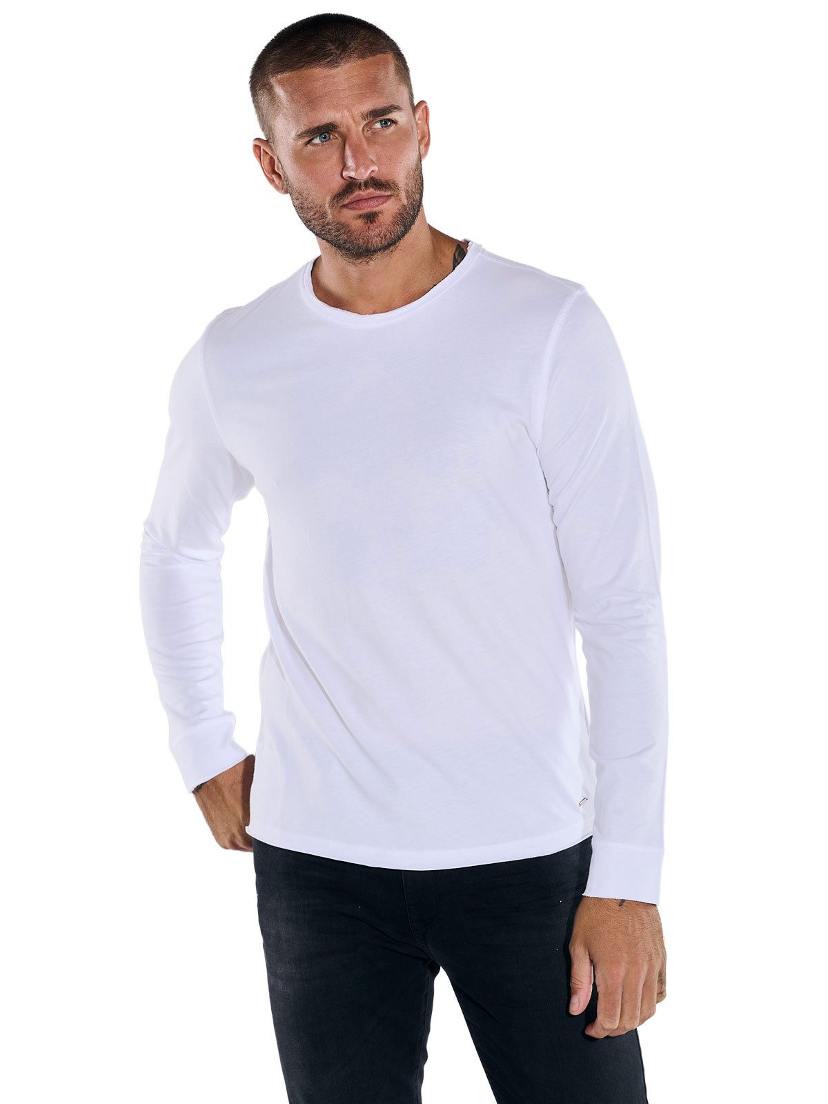 emilio adani Langarmshirt Herren Langarmshirt "My Favorite", Reinweiss